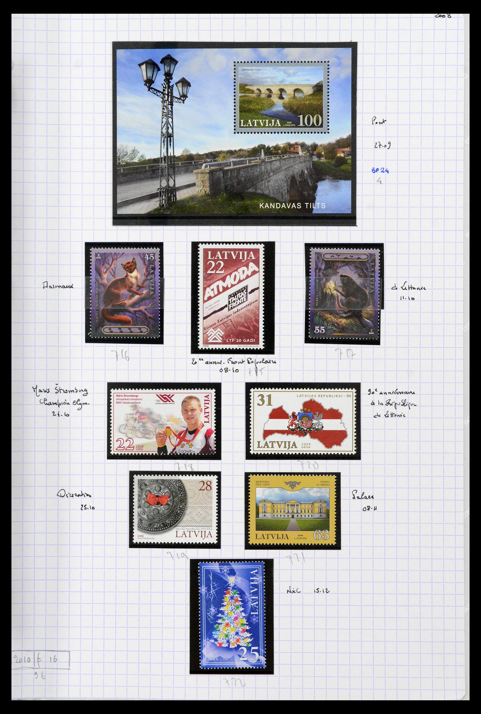 39238 0071 - Postzegelverzameling 39238 Letland 1919-2008.
