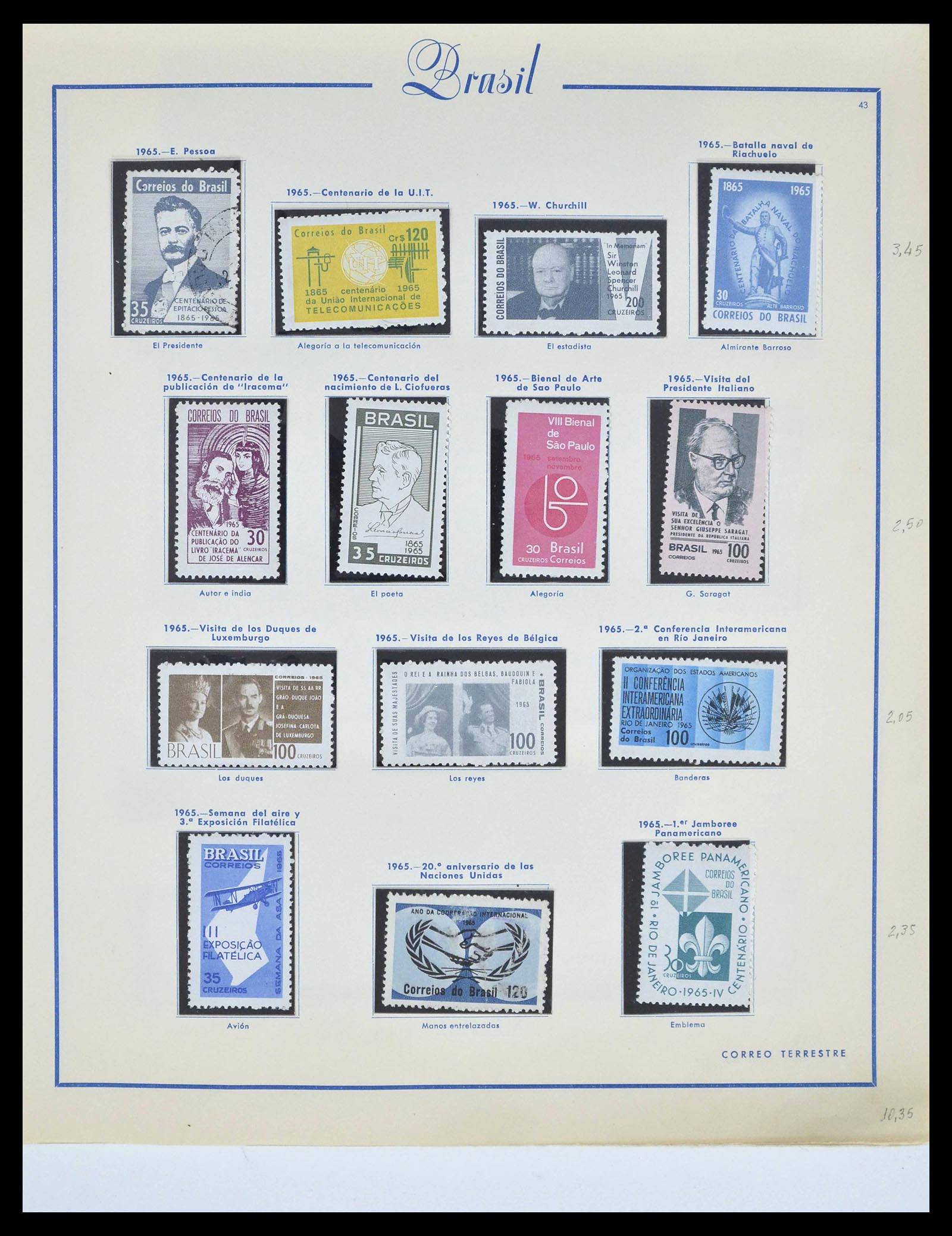 39245 0054 - Stamp collection 39245 Brazil 1843-1968.