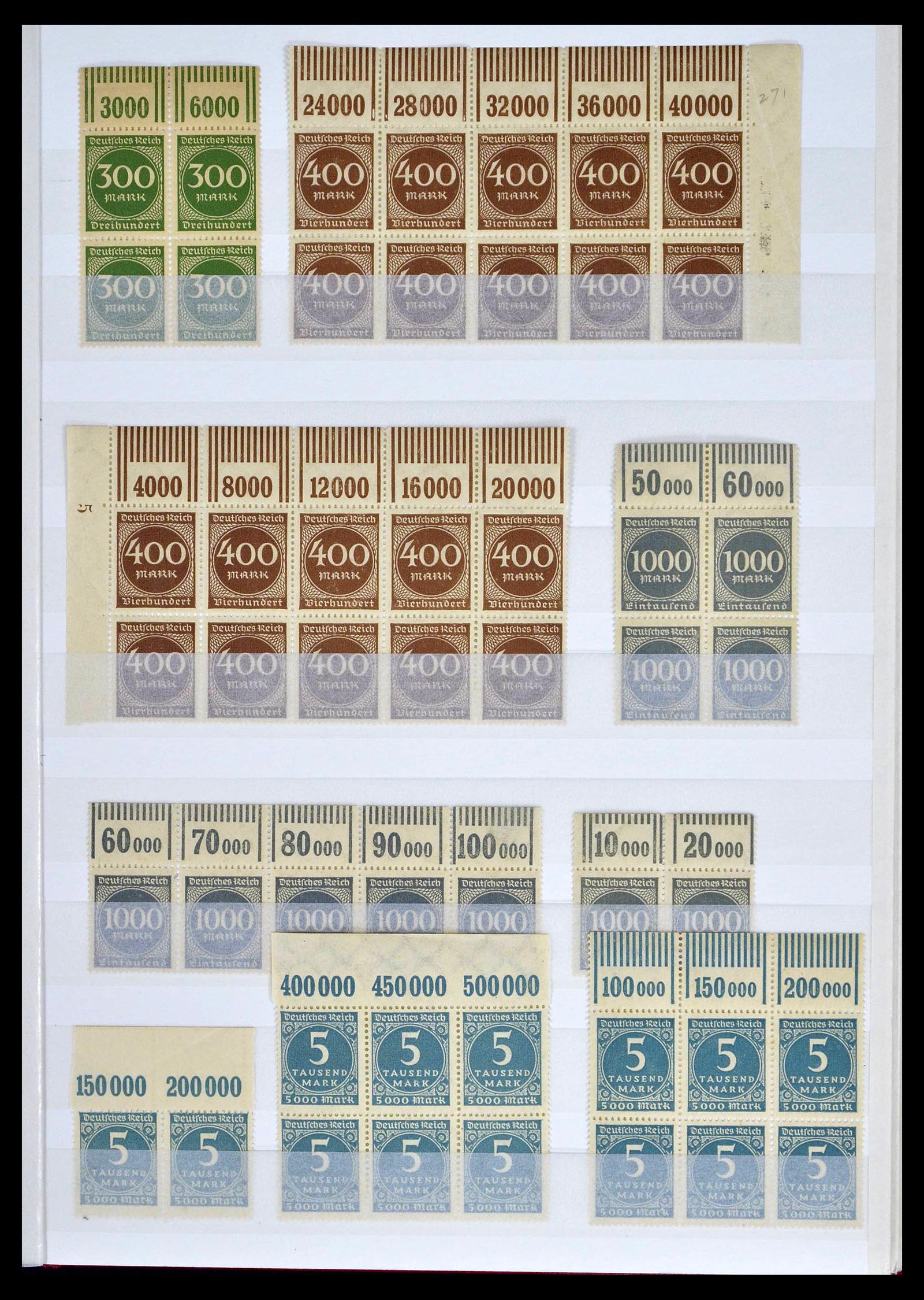 39254 0043 - Stamp collection 39254 German Reich MNH top margins.