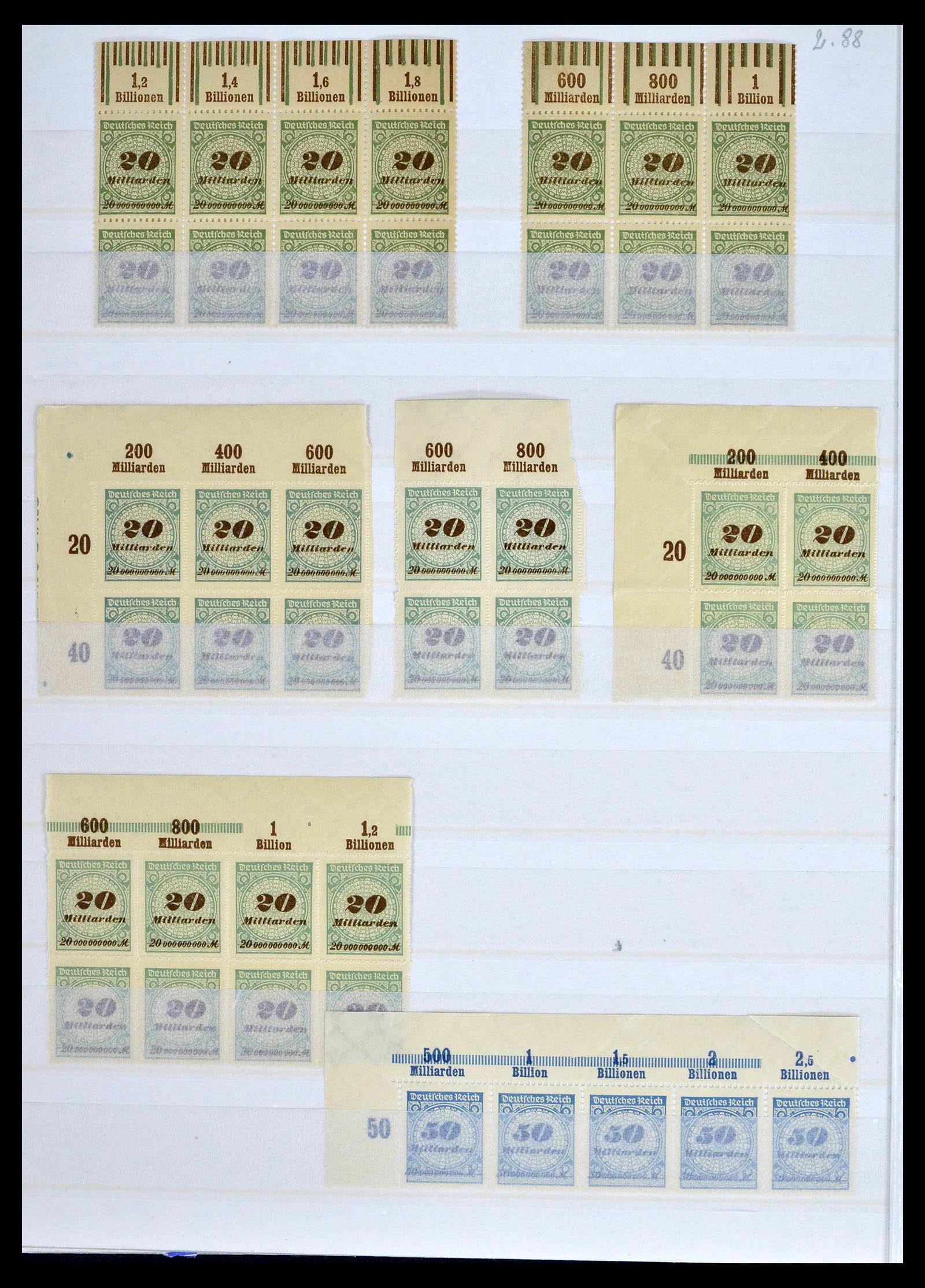 39254 0076 - Postzegelverzameling 39254 Duitse Rijk postfrisse bovenranden.