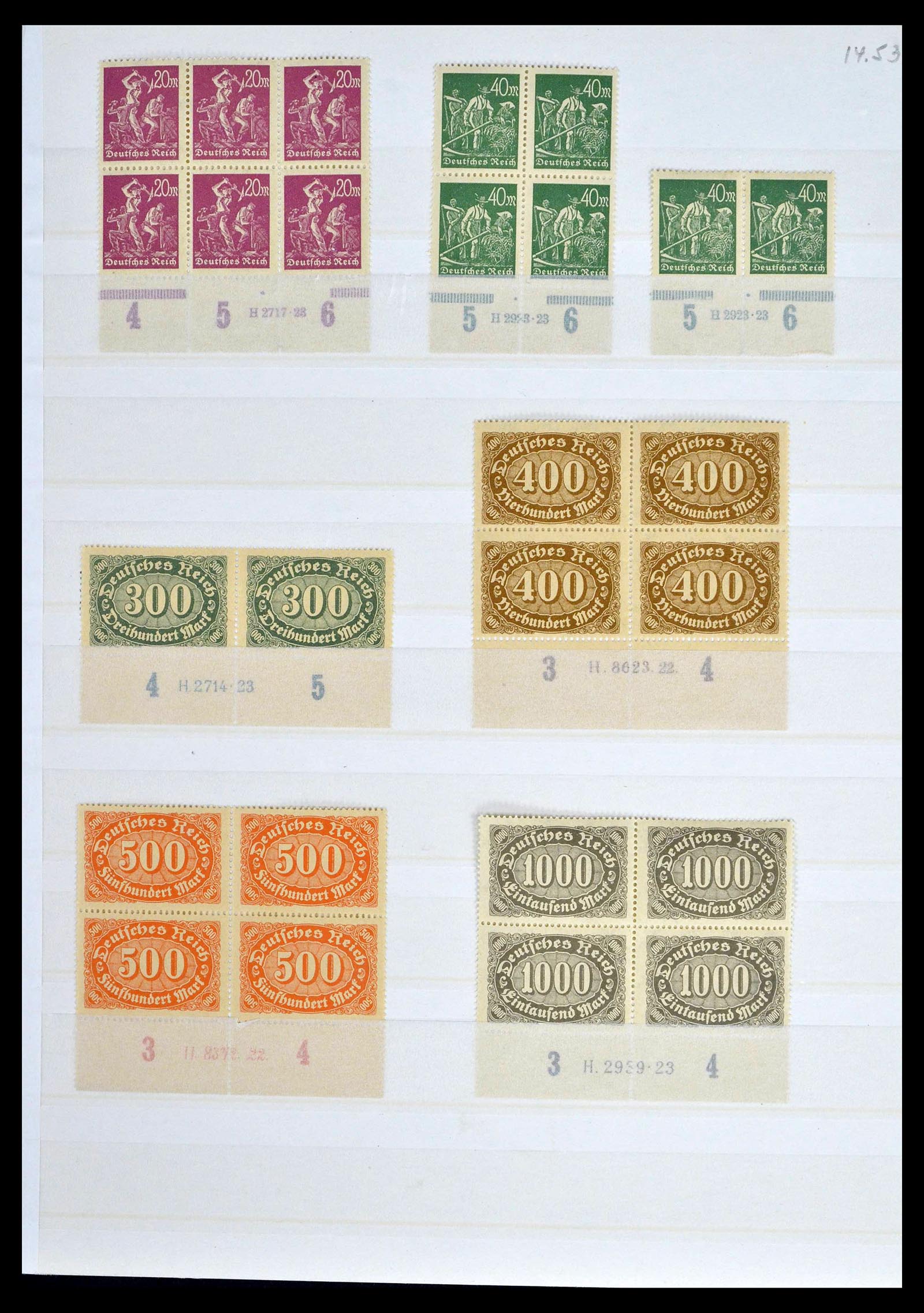 39254 0082 - Stamp collection 39254 German Reich MNH top margins.