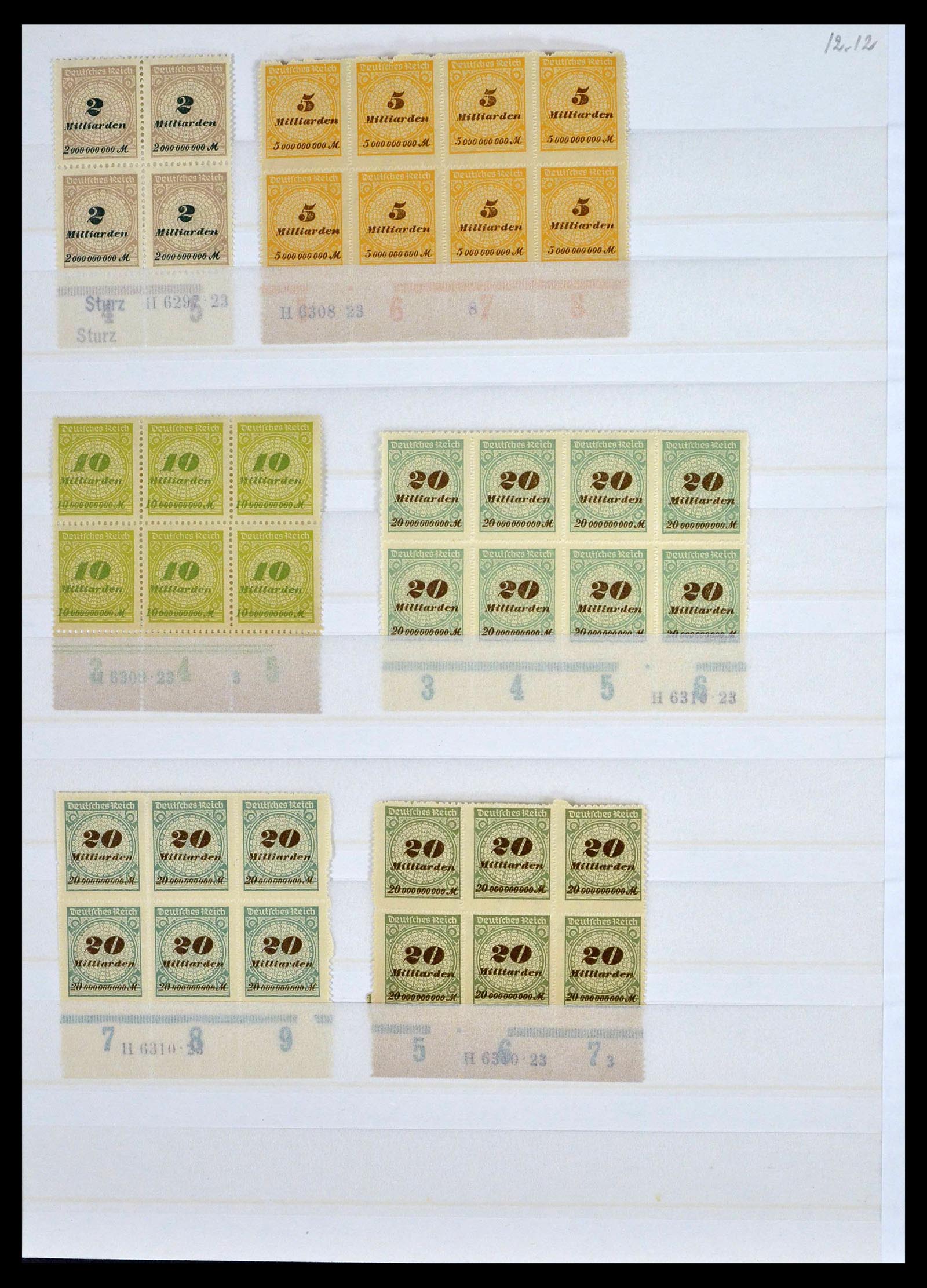 39254 0087 - Stamp collection 39254 German Reich MNH top margins.