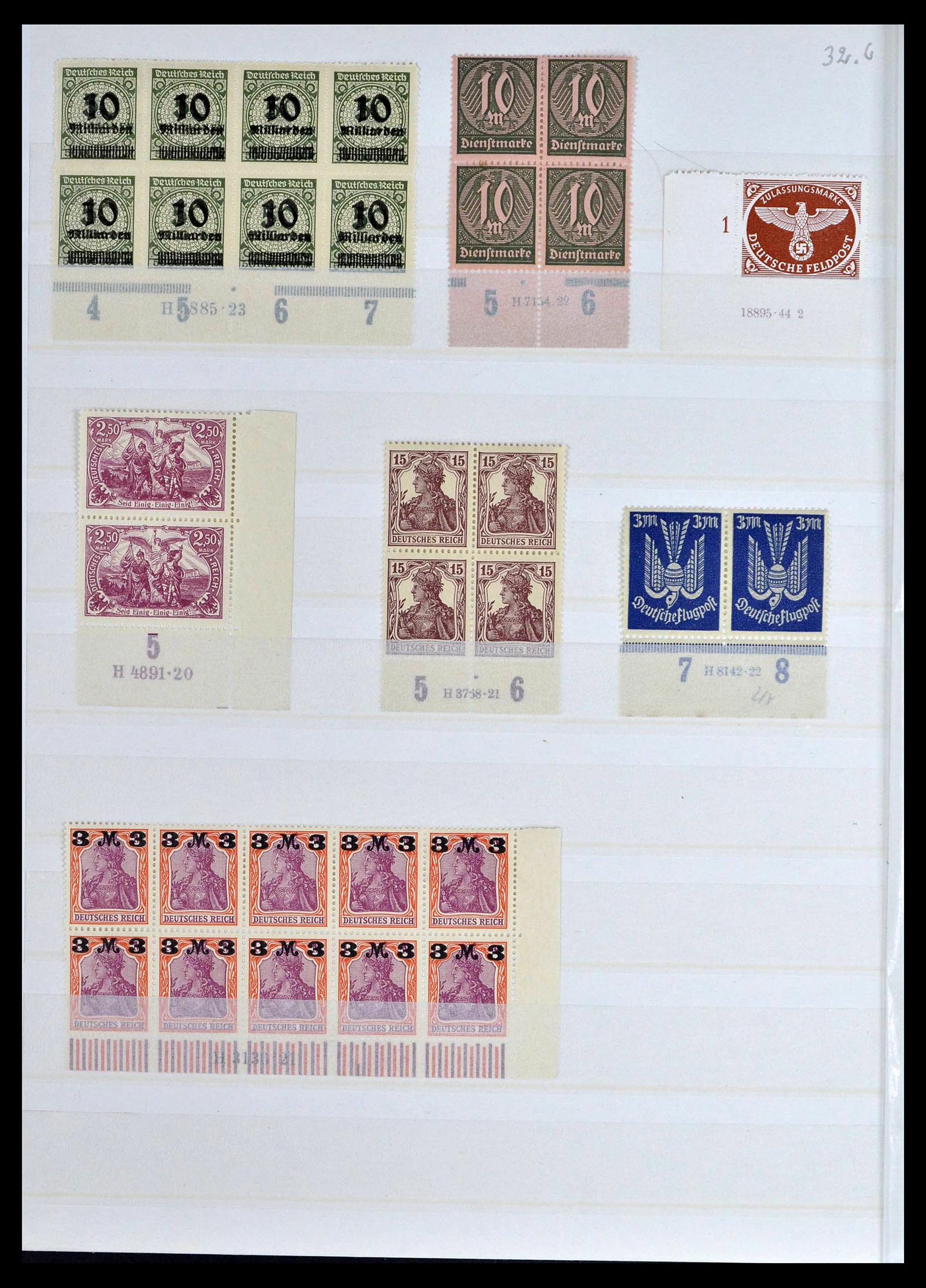 39254 0088 - Stamp collection 39254 German Reich MNH top margins.