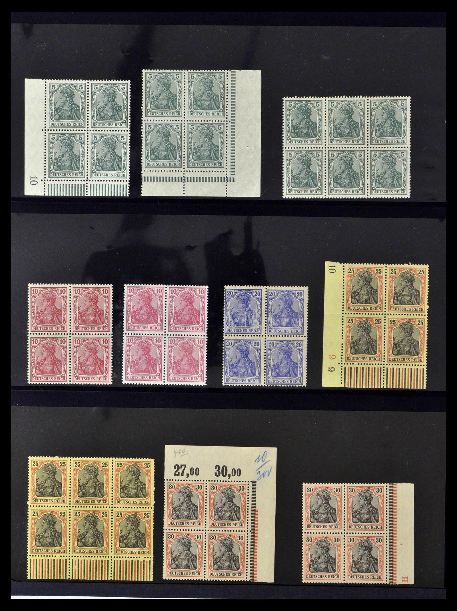 39255 0002 - Stamp collection 39255 German Reich MNH blocks of 4.
