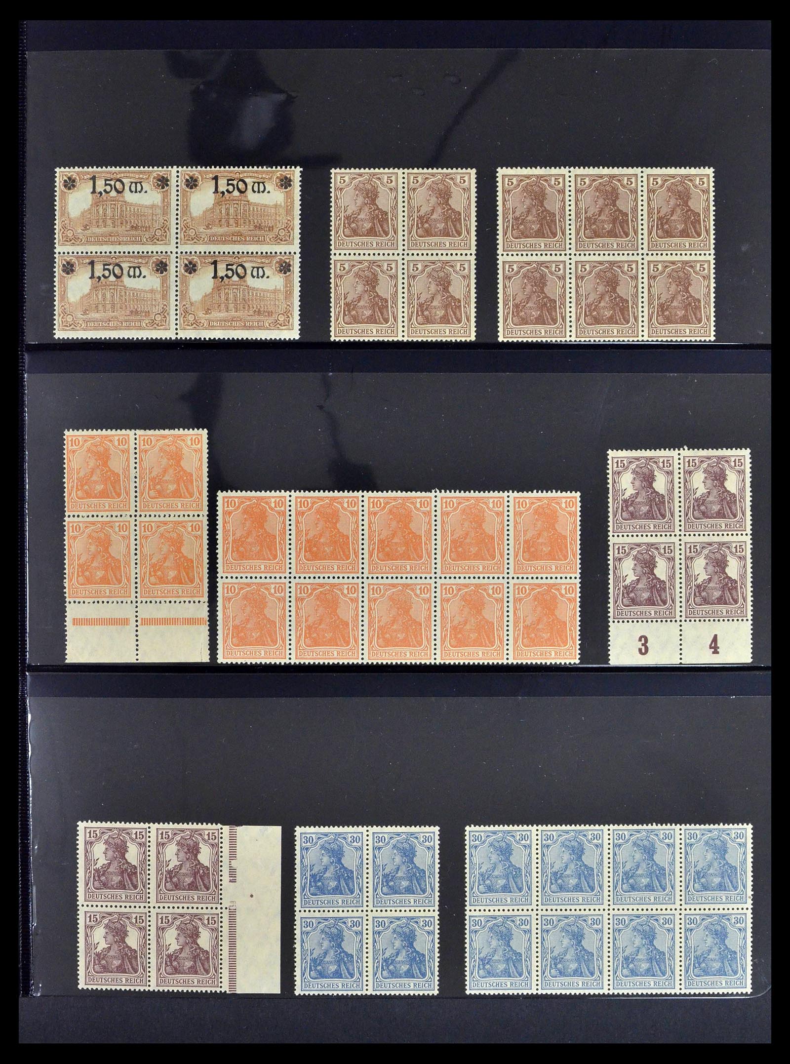 39255 0007 - Stamp collection 39255 German Reich MNH blocks of 4.