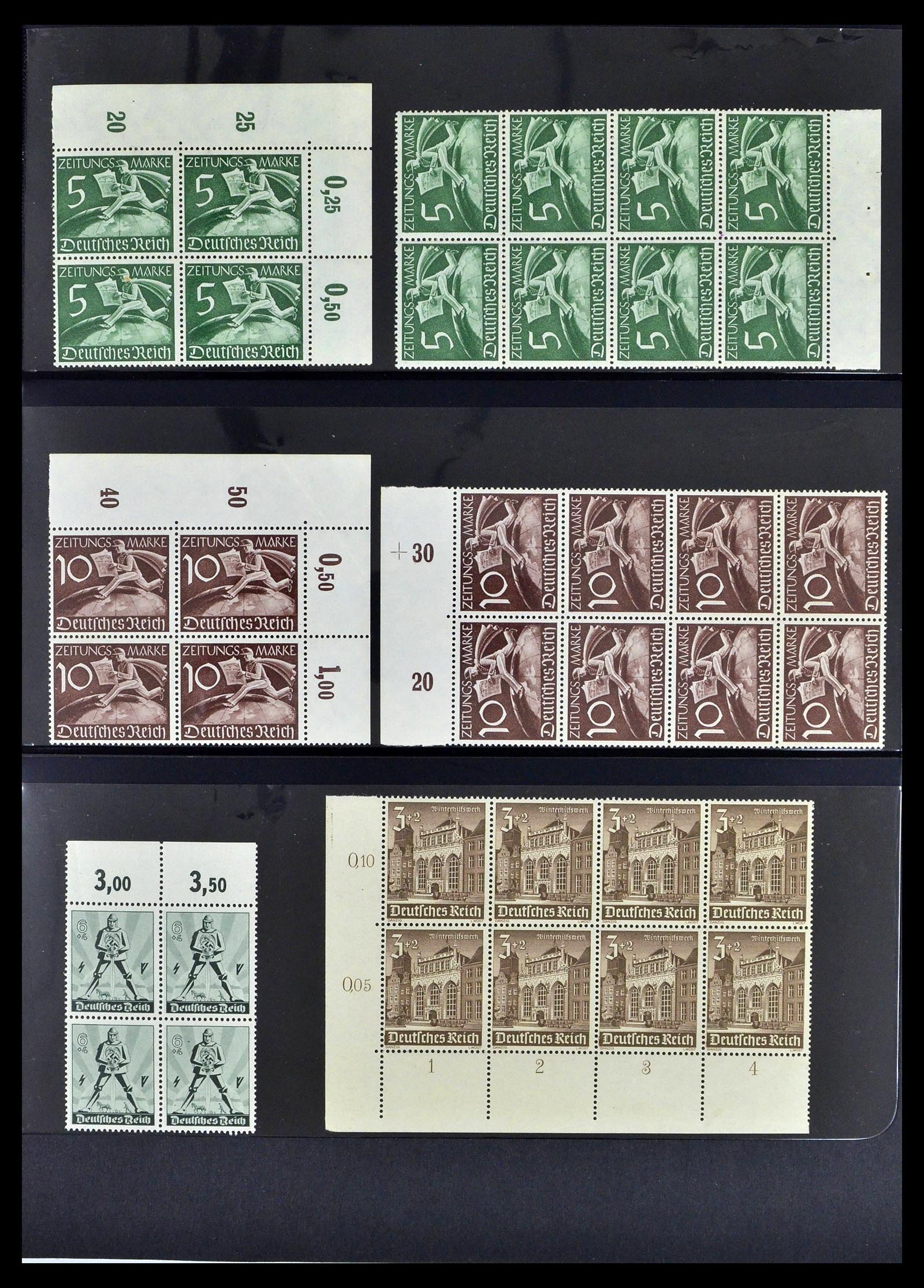 39255 0021 - Postzegelverzameling 39255 Duitse Rijk postfrisse blokken van 4.