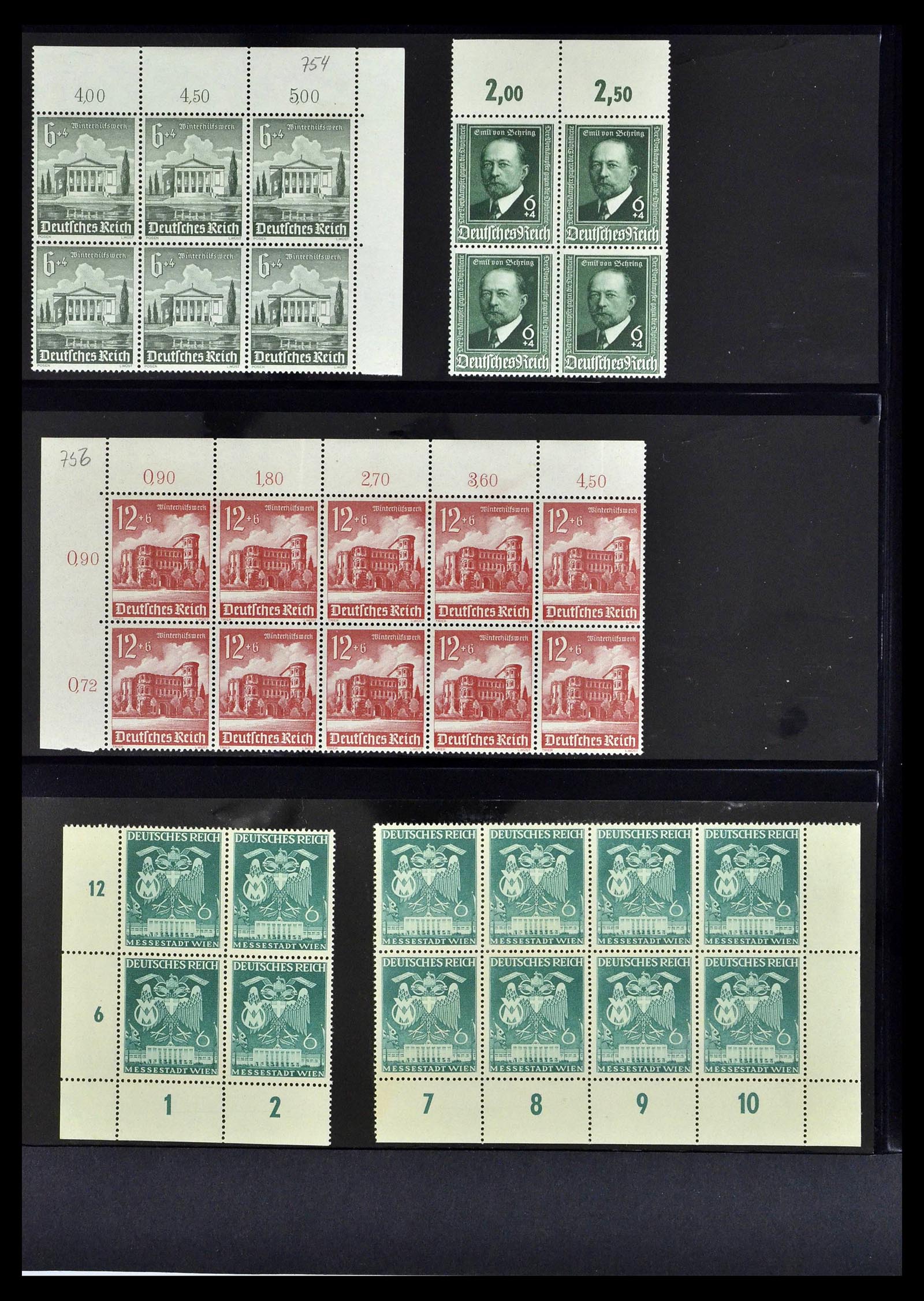 39255 0022 - Postzegelverzameling 39255 Duitse Rijk postfrisse blokken van 4.