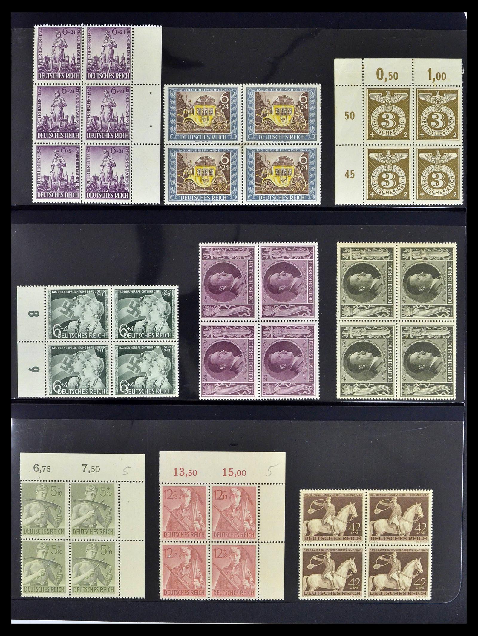 39255 0025 - Postzegelverzameling 39255 Duitse Rijk postfrisse blokken van 4.