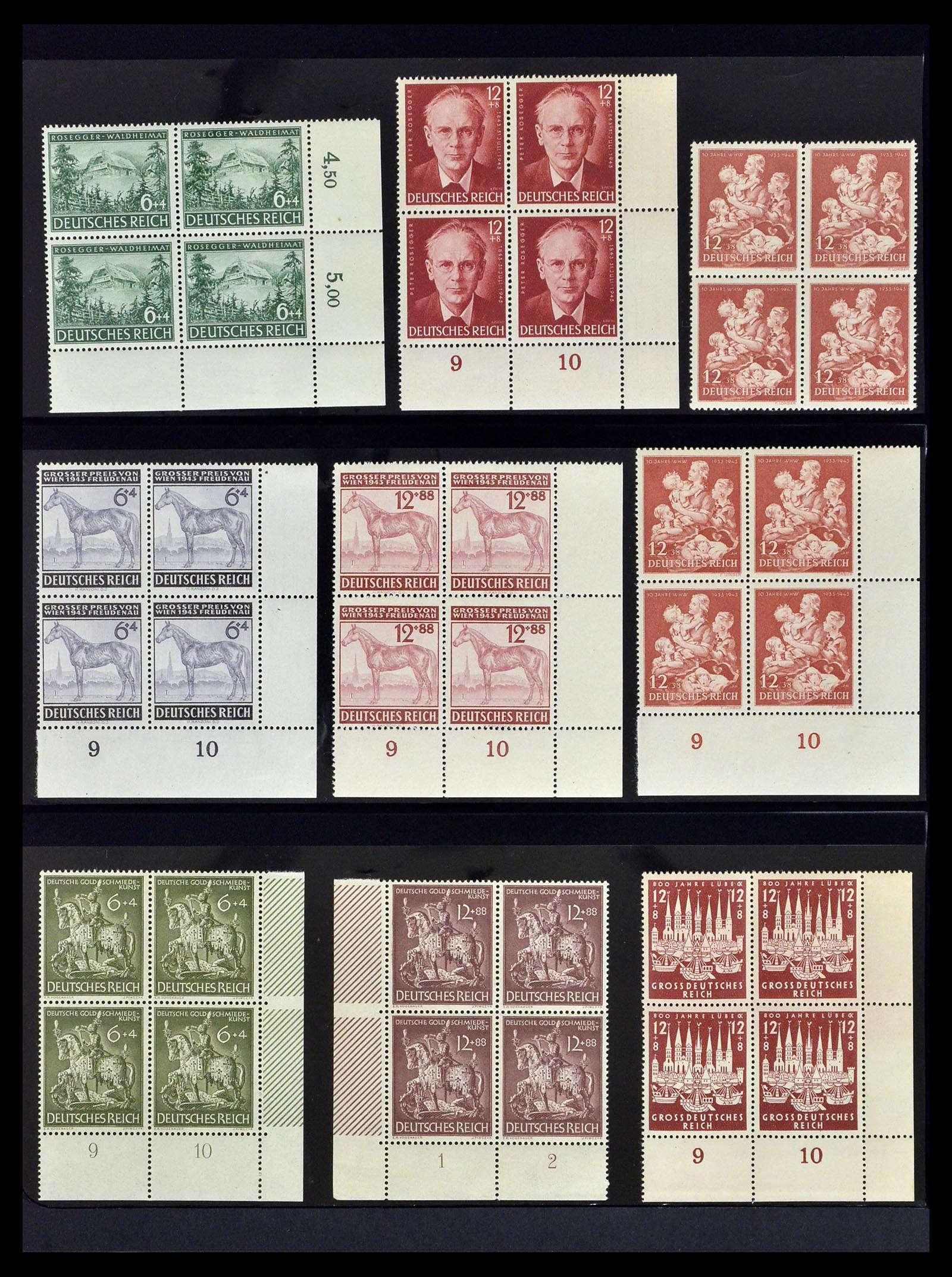 39255 0026 - Stamp collection 39255 German Reich MNH blocks of 4.