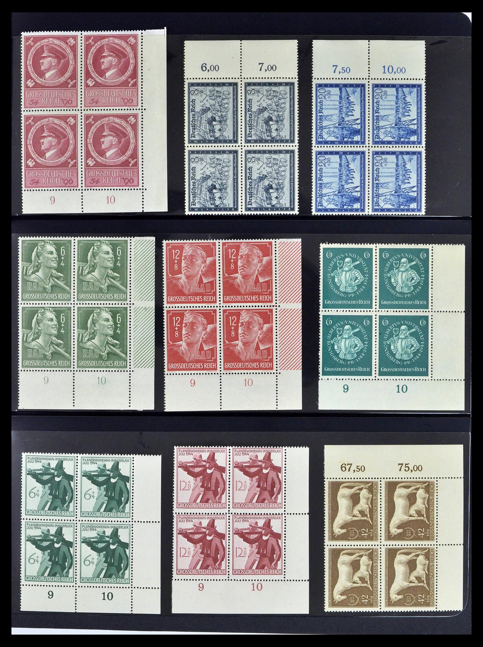 39255 0029 - Postzegelverzameling 39255 Duitse Rijk postfrisse blokken van 4.