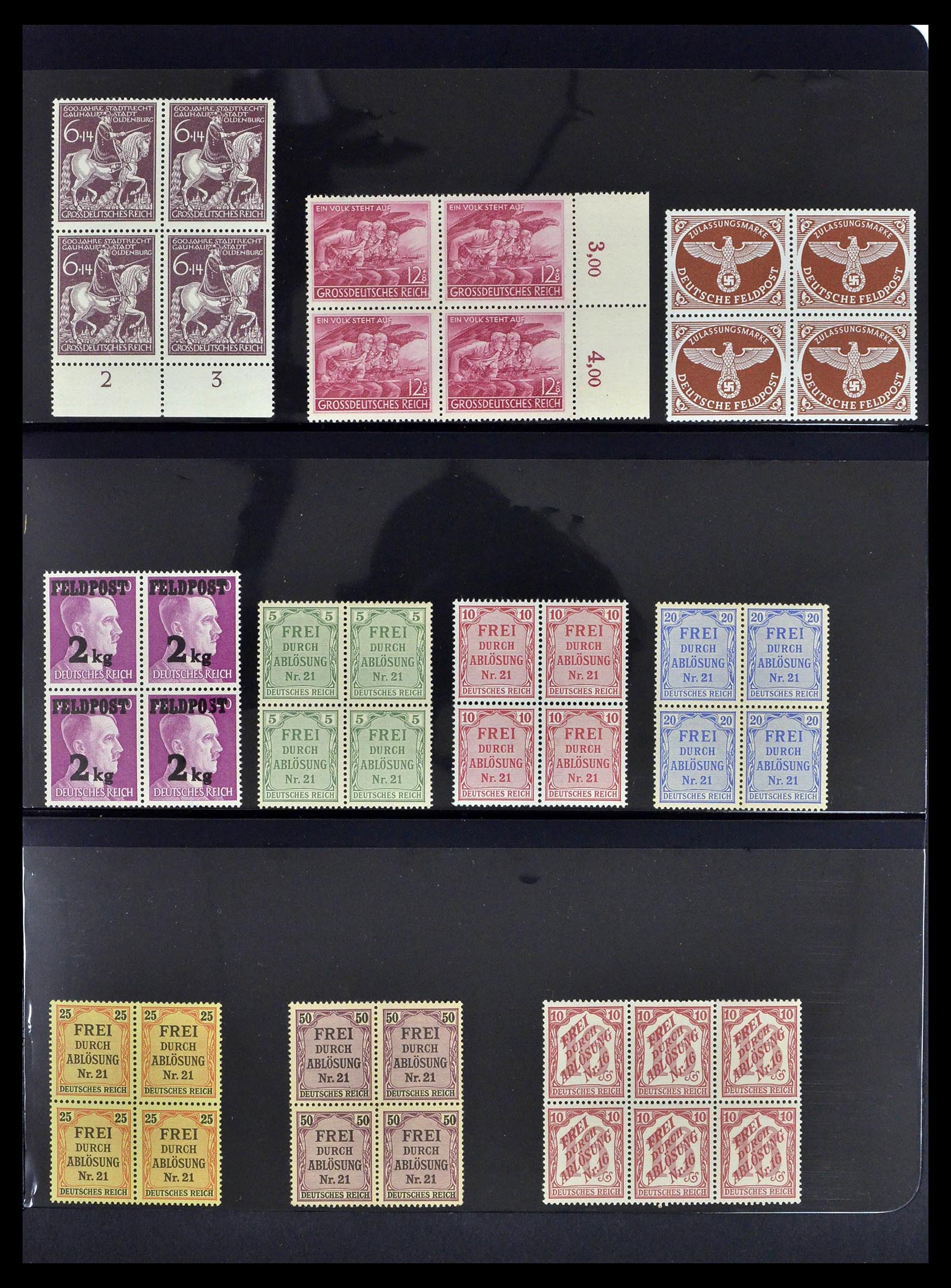 39255 0031 - Postzegelverzameling 39255 Duitse Rijk postfrisse blokken van 4.