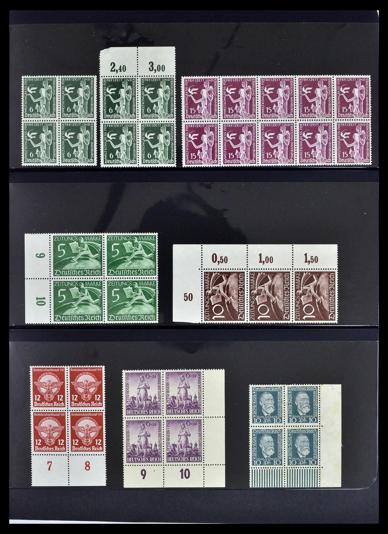39255 0033 - Postzegelverzameling 39255 Duitse Rijk postfrisse blokken van 4.
