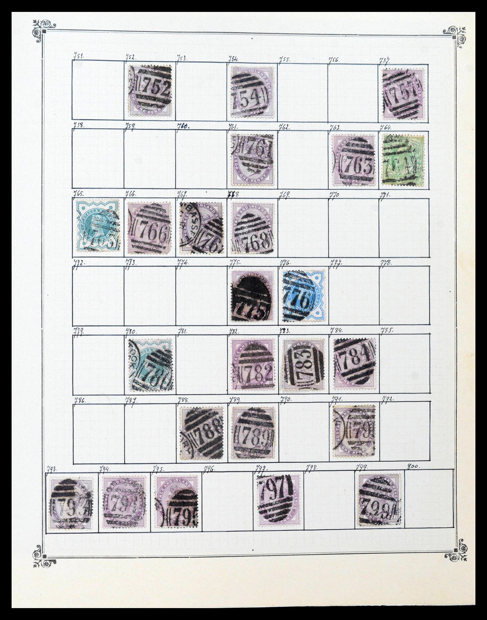39266 0016 - Postzegelverzameling 39266 Engeland stempels 1880-1930.
