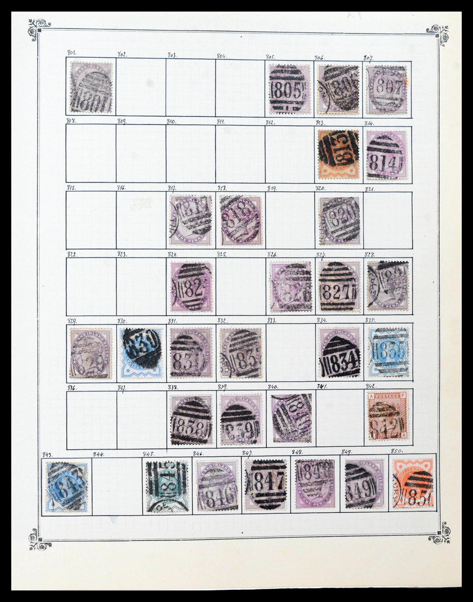 39266 0017 - Postzegelverzameling 39266 Engeland stempels 1880-1930.