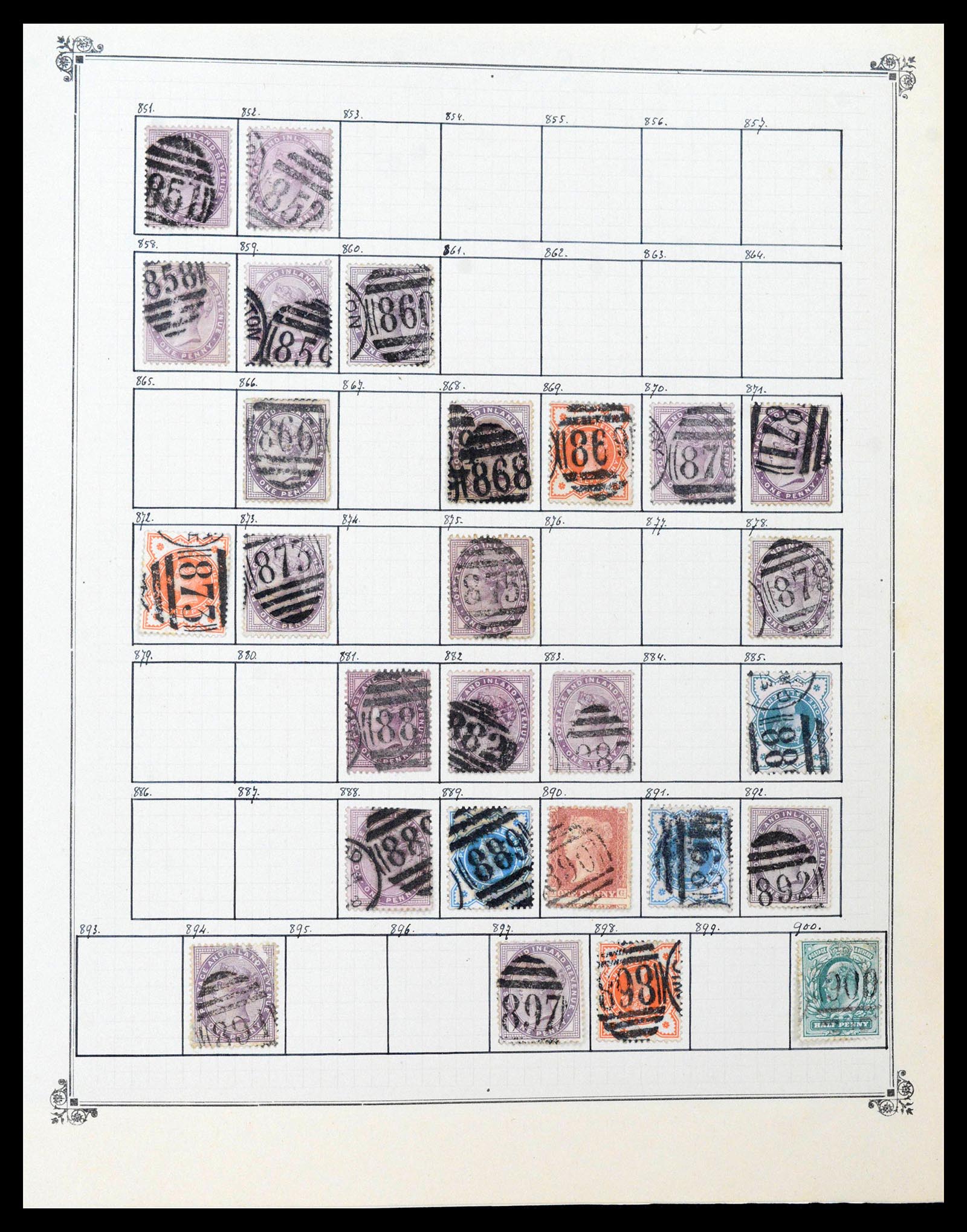 39266 0018 - Postzegelverzameling 39266 Engeland stempels 1880-1930.