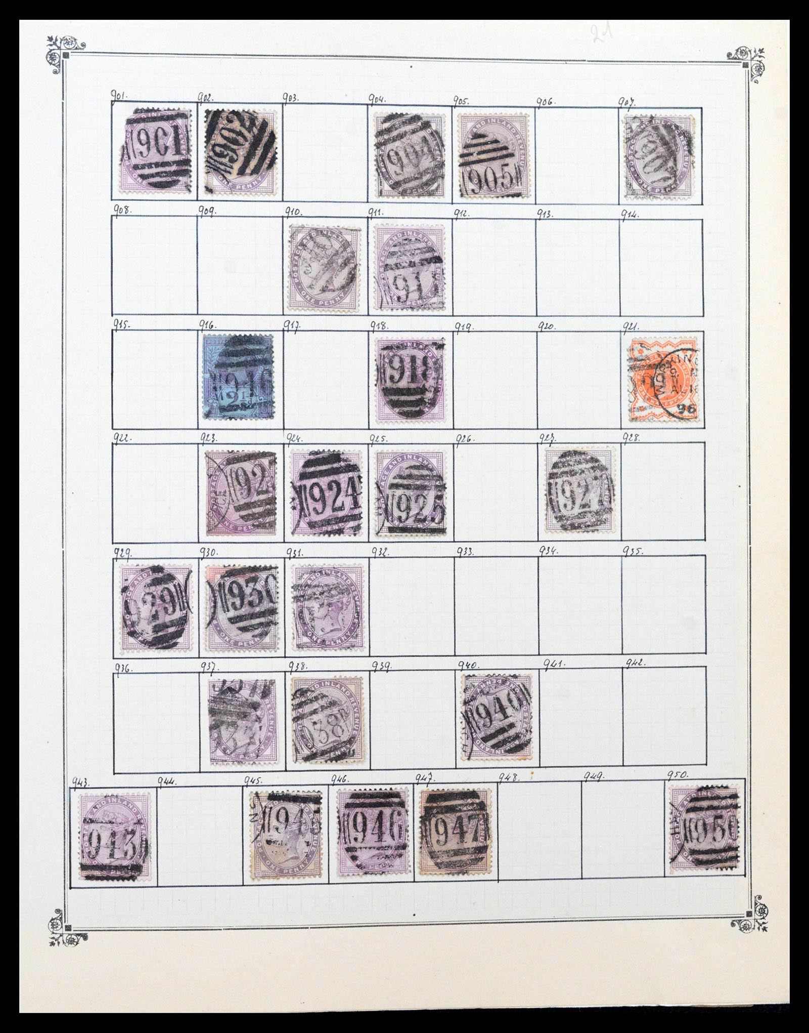 39266 0019 - Postzegelverzameling 39266 Engeland stempels 1880-1930.