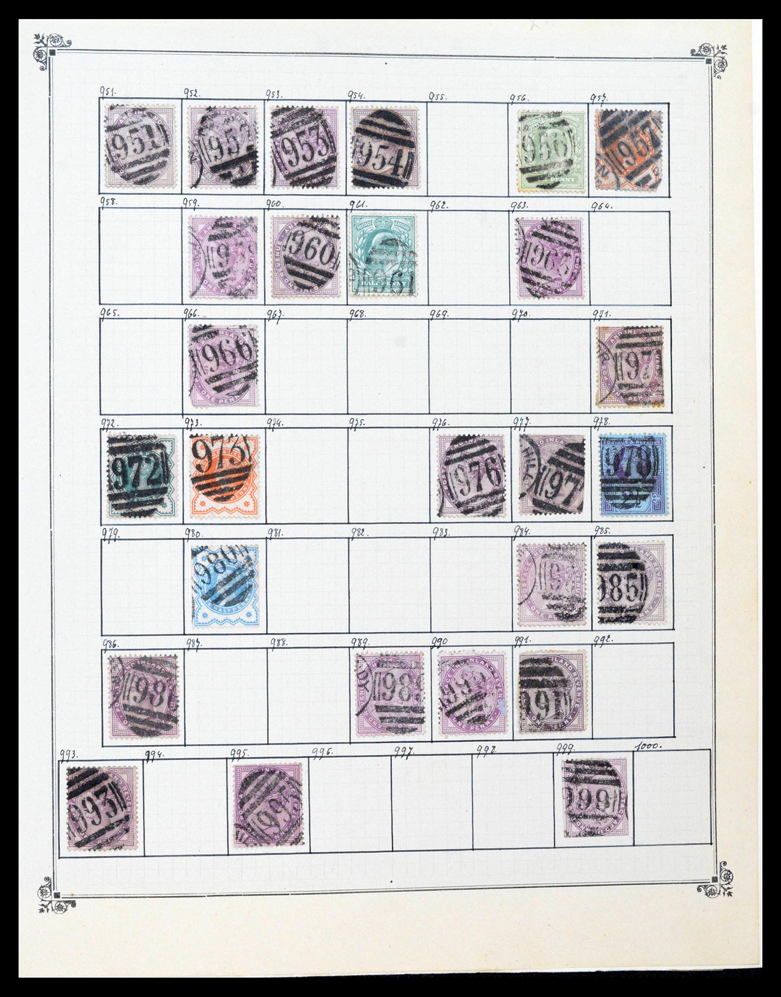 39266 0020 - Postzegelverzameling 39266 Engeland stempels 1880-1930.