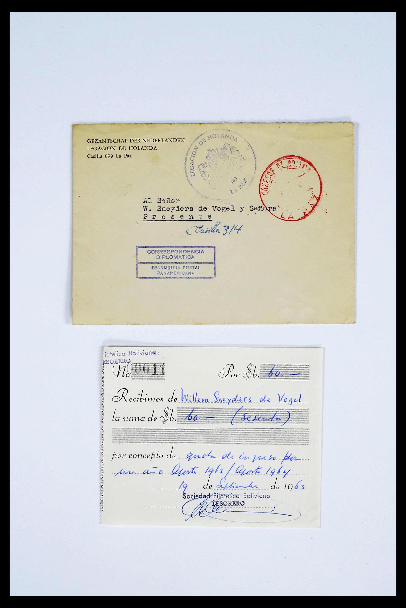 39271 0010 - Postzegelverzameling 39271 Bolivia brieven 1950-1980.