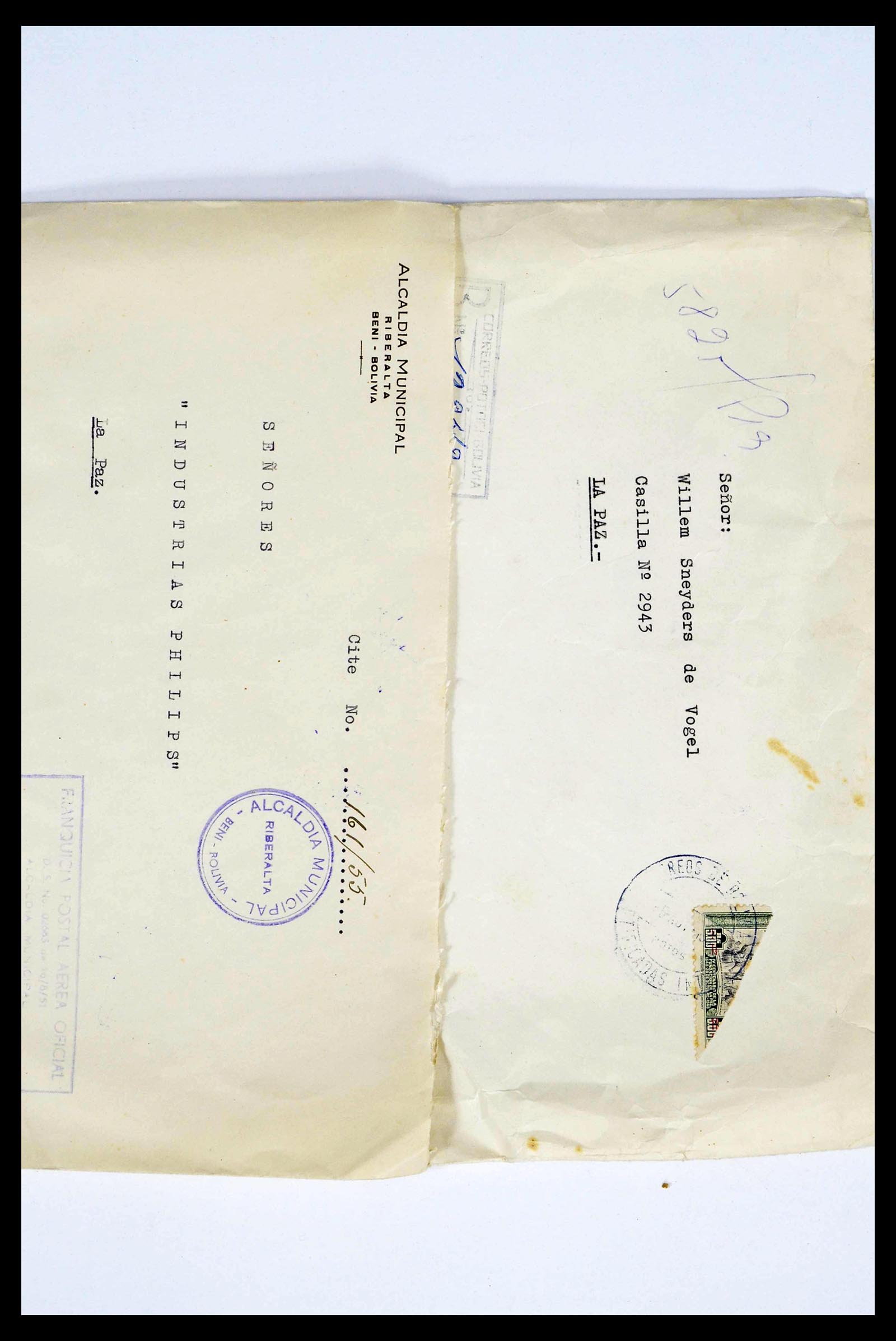 39271 0013 - Postzegelverzameling 39271 Bolivia brieven 1950-1980.