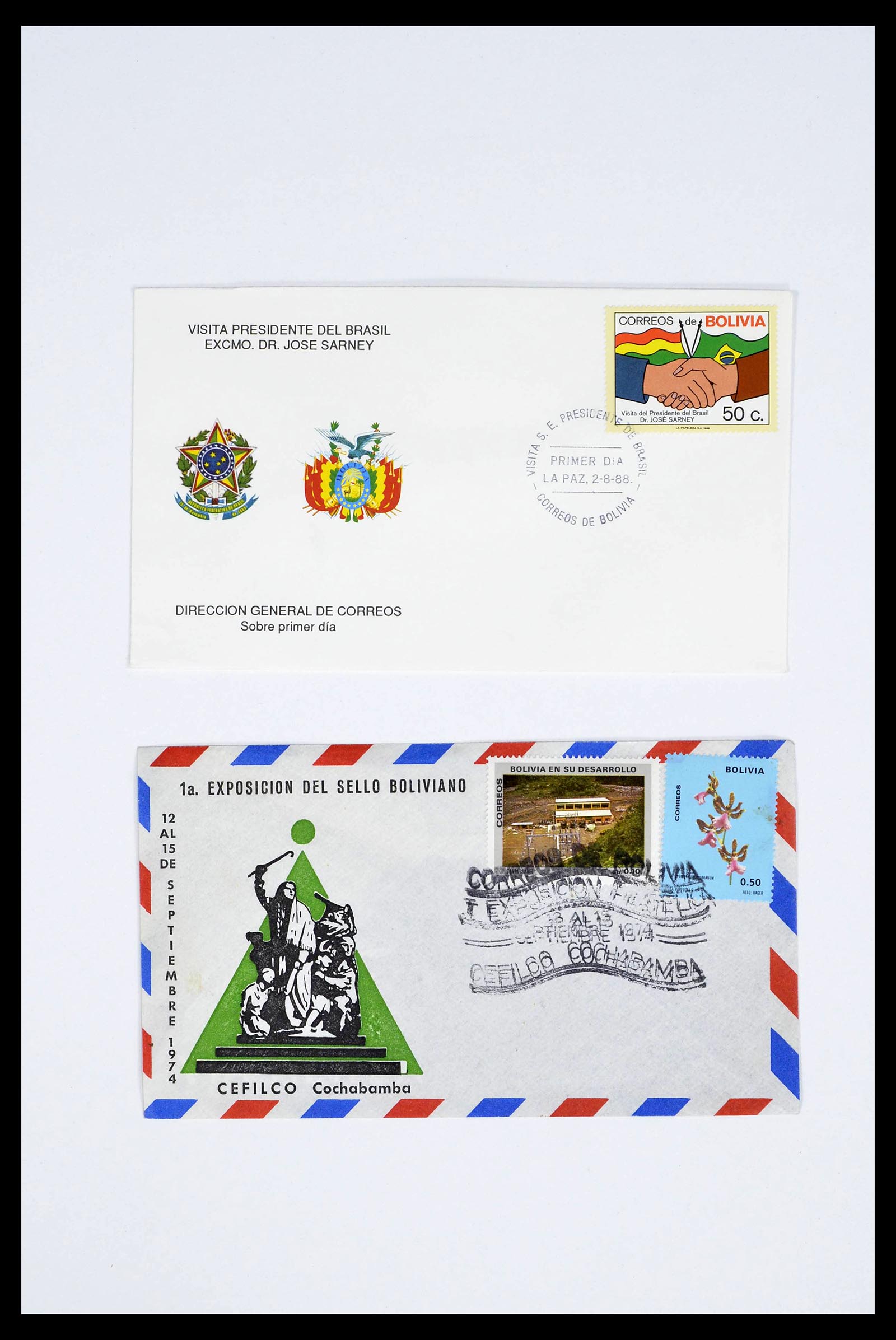 39271 0018 - Postzegelverzameling 39271 Bolivia brieven 1950-1980.