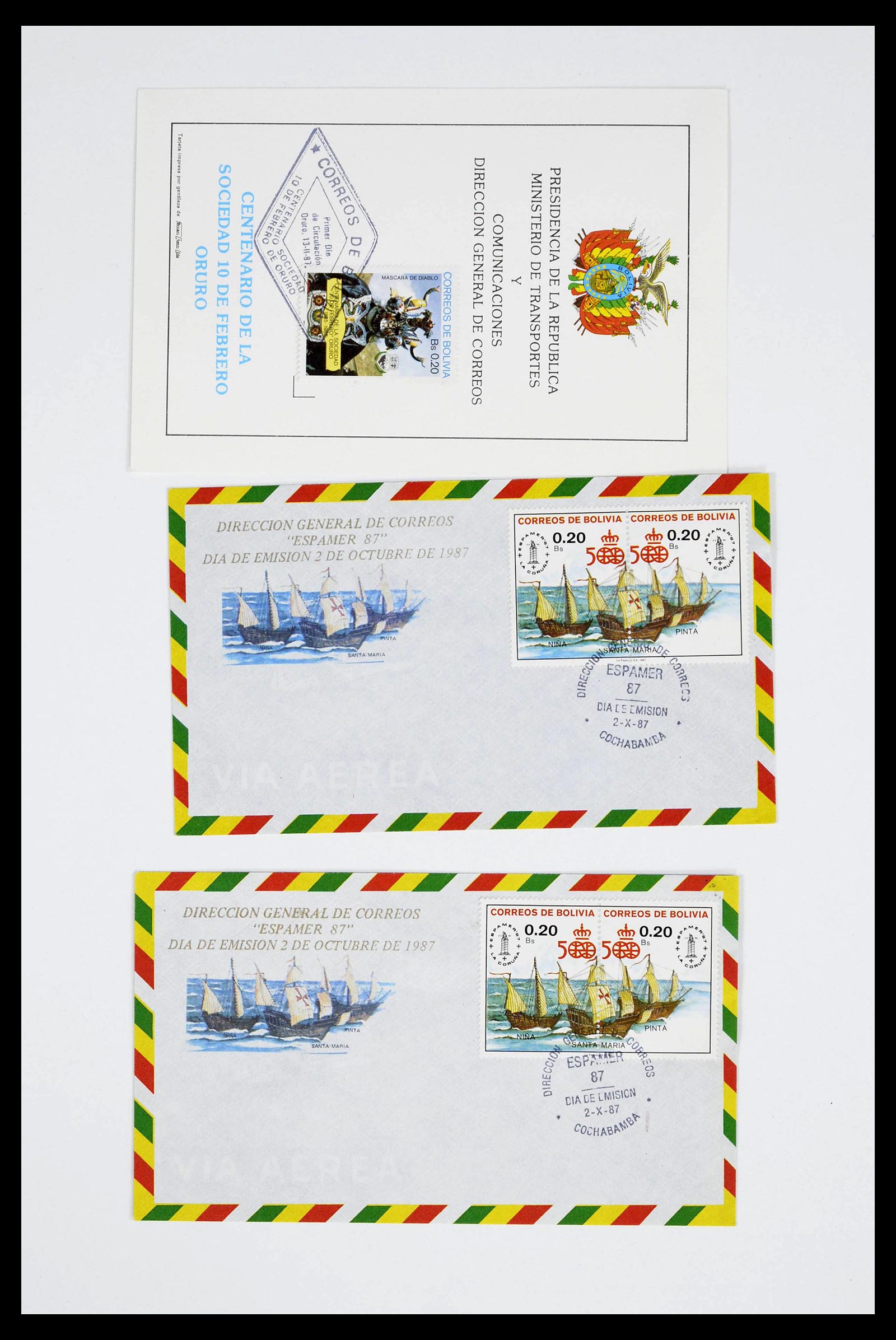 39271 0030 - Stamp collection 39271 Bolivia covers 1950-1980.
