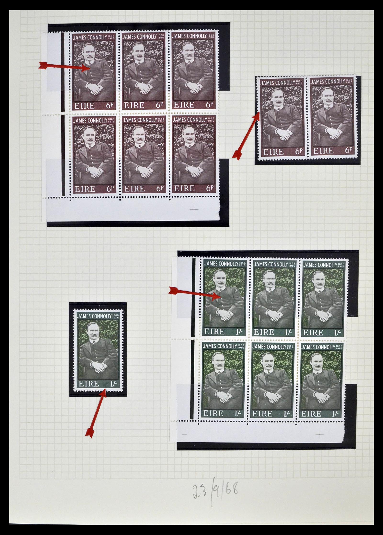 39272 0010 - Stamp collection 39272 Ireland plateflaws and varities 1963-1981.