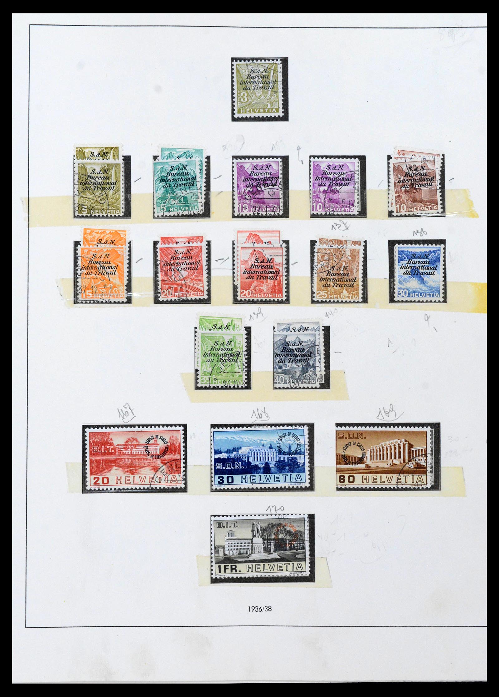 39299 0007 - Postzegelverzameling 39299 Zwitserland dienst 1918-1950.