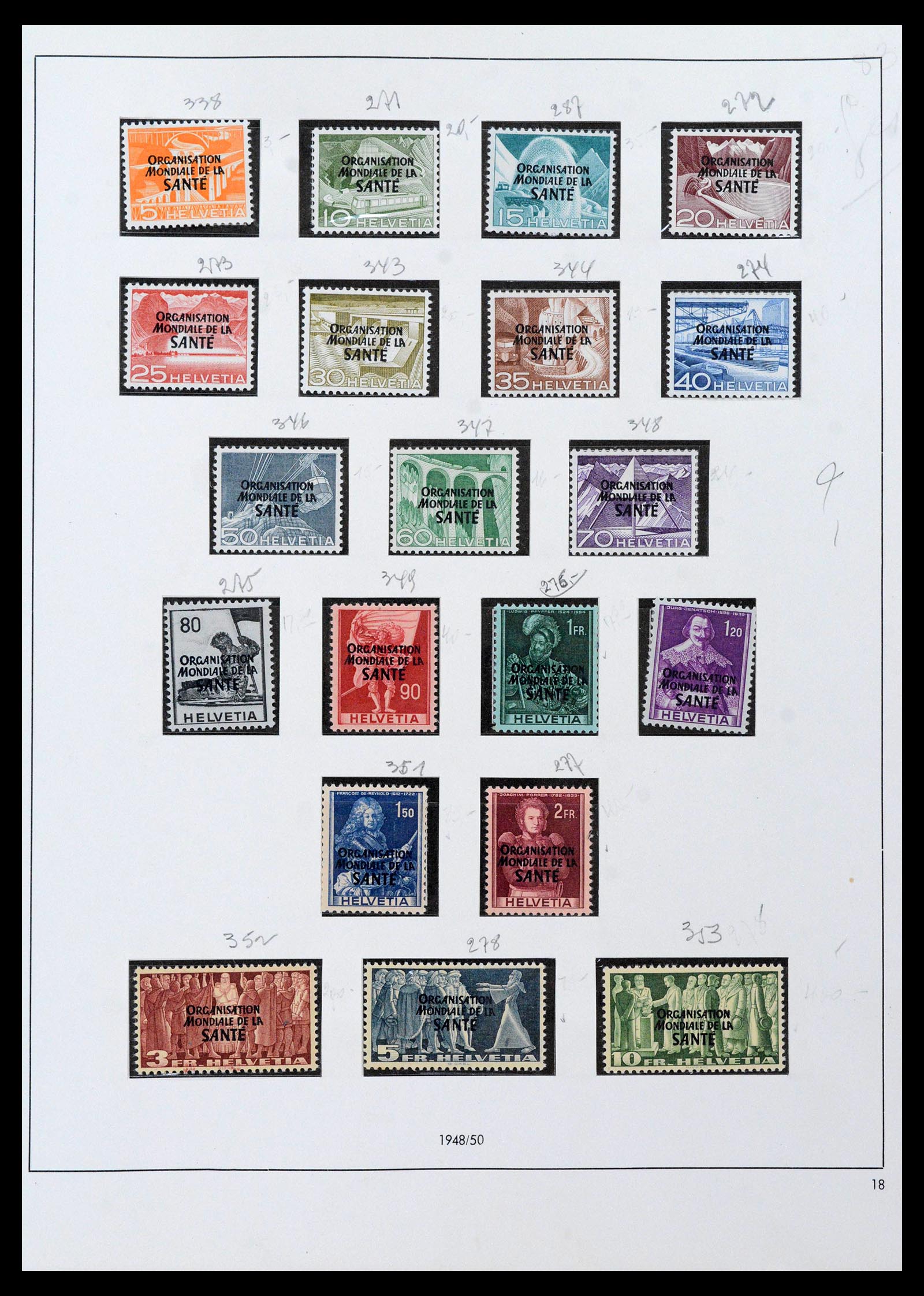 39299 0009 - Postzegelverzameling 39299 Zwitserland dienst 1918-1950.