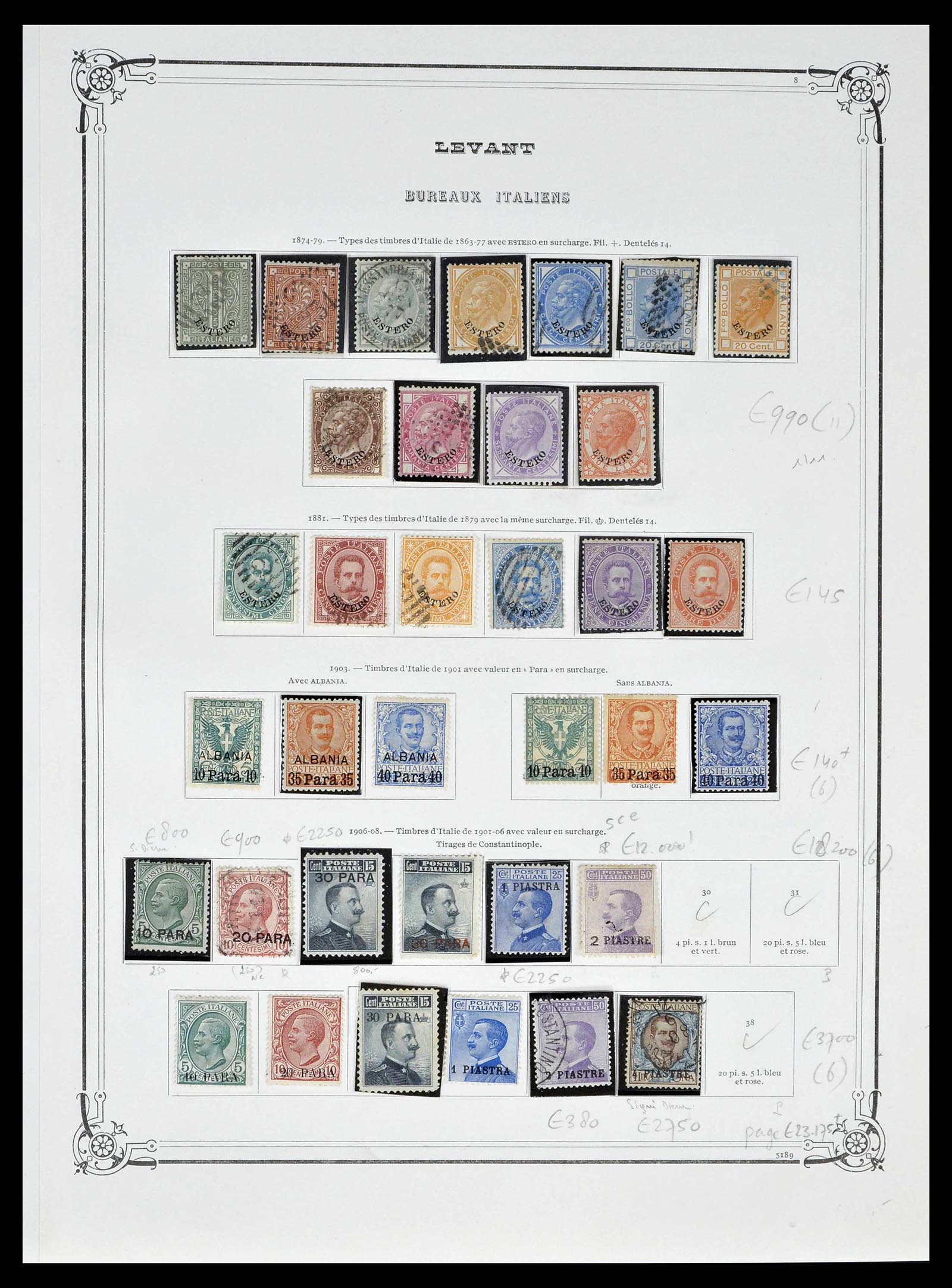 39310 0001 - Stamp collection 39310 Italian Levant 1874-1923.