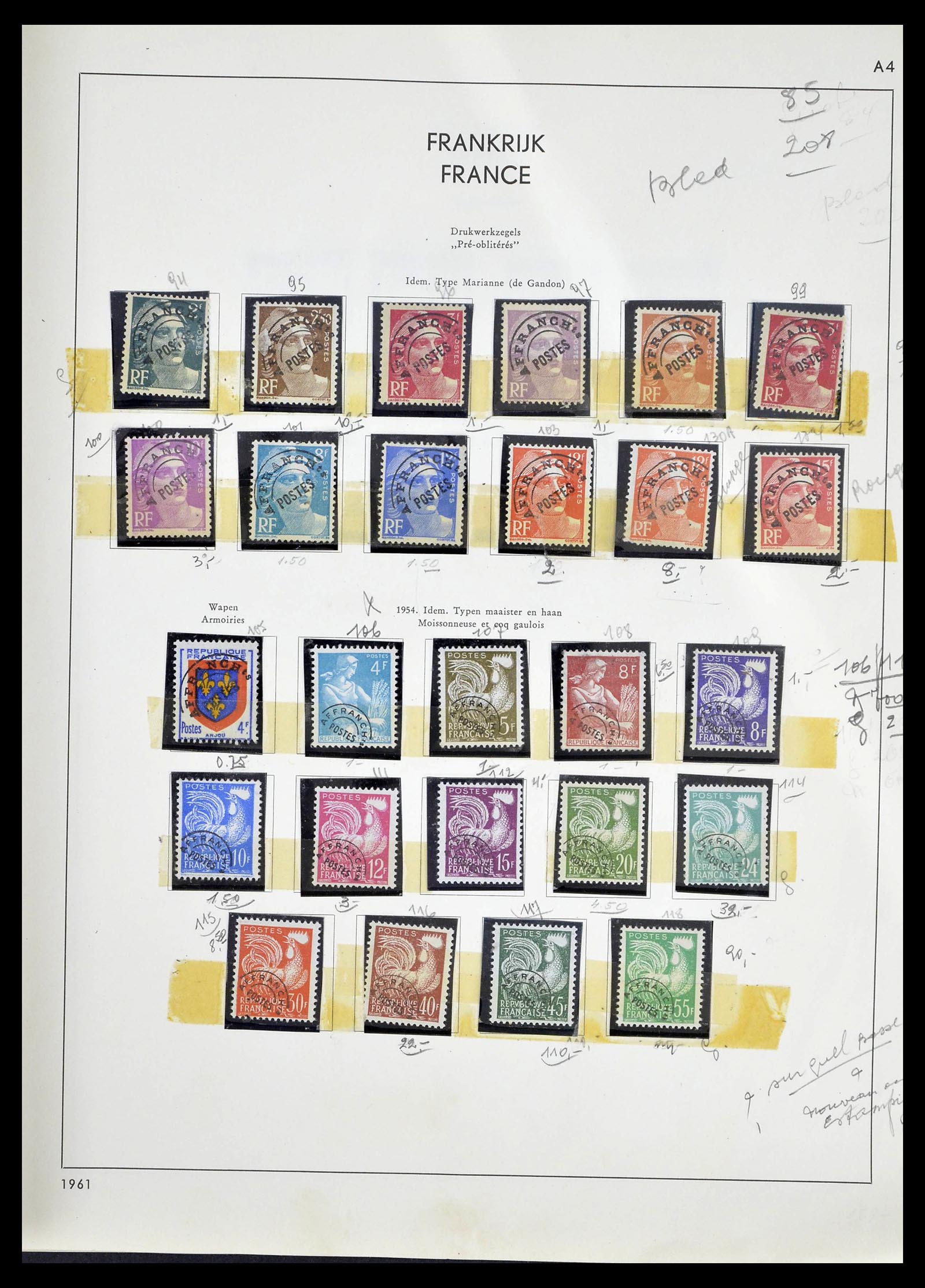 39325 0105 - Postzegelverzameling 39325 Frankrijk 1876-1968.
