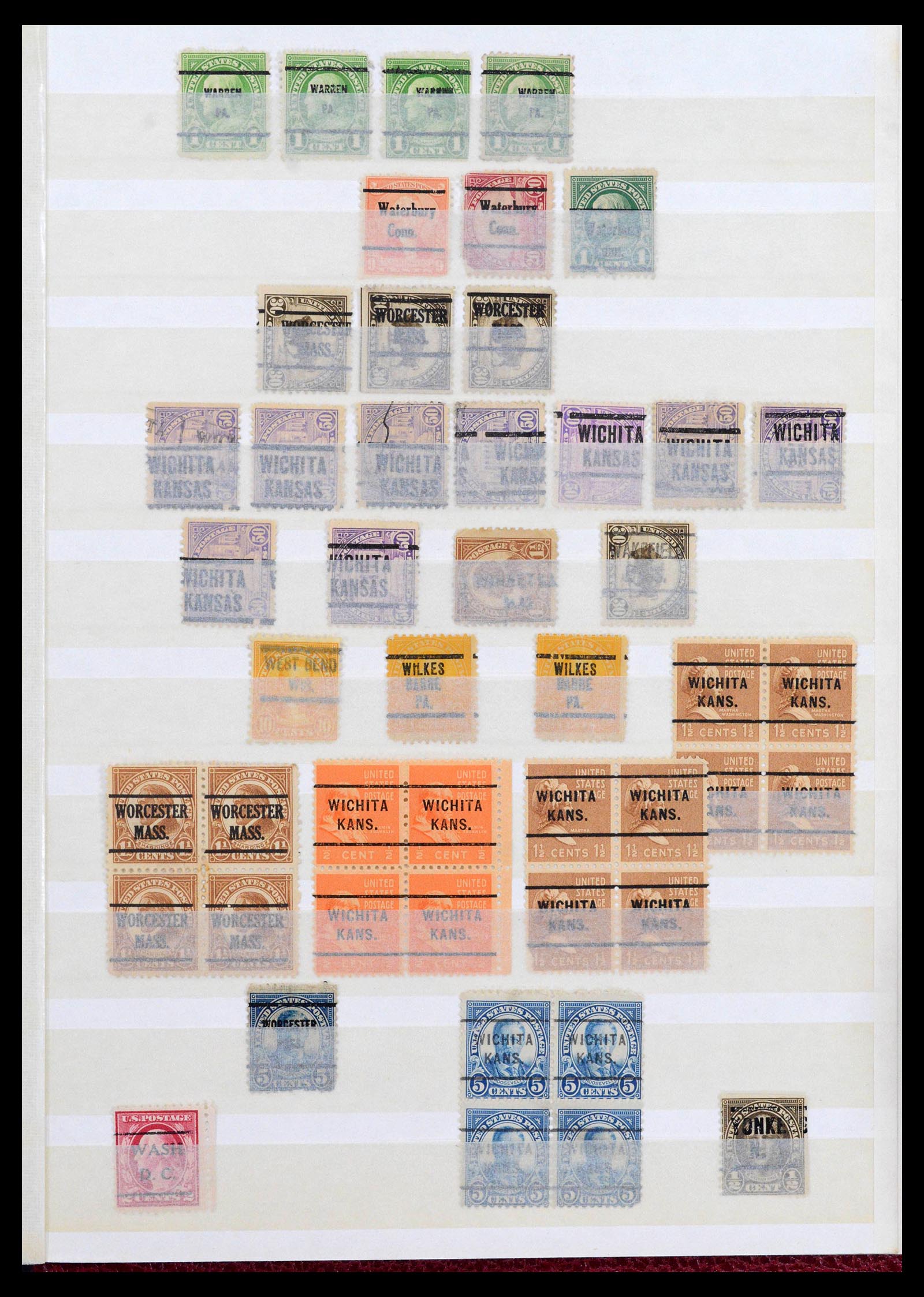 39366 0029 - Postzegelverzameling 39366 USA voorafstempelingen 1892-1940.