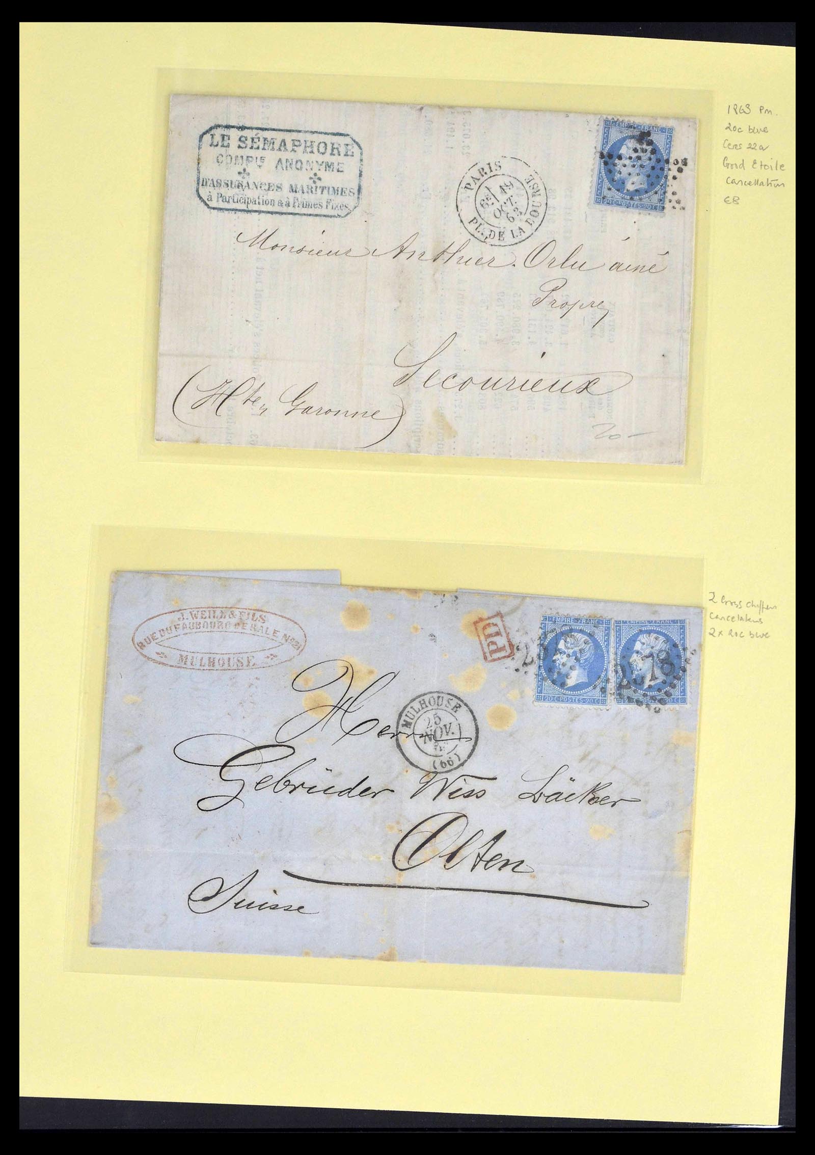 39367 0004 - Postzegelverzameling 39367 Frankrijk brieven 1853-1960.