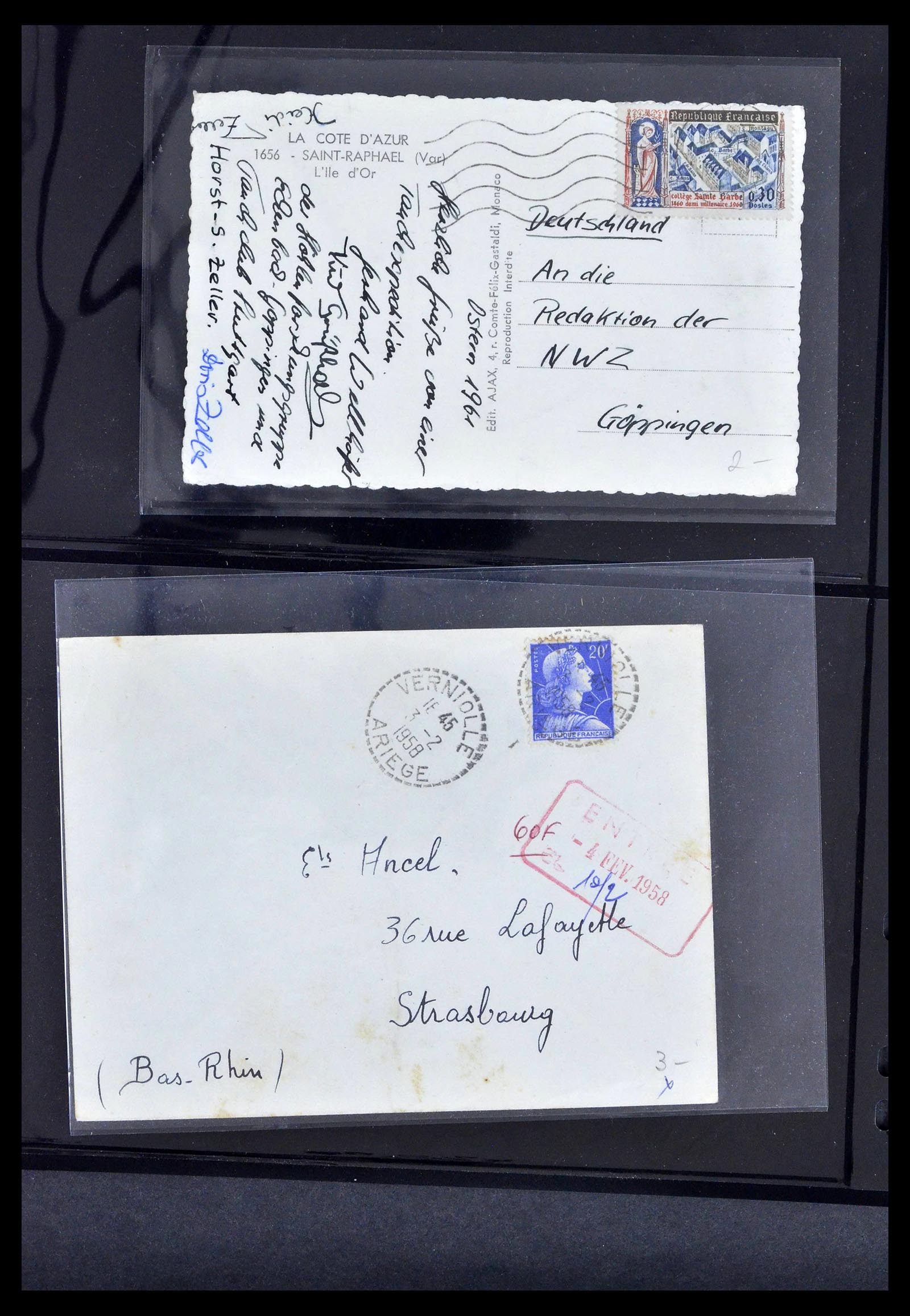 39367 0059 - Postzegelverzameling 39367 Frankrijk brieven 1853-1960.