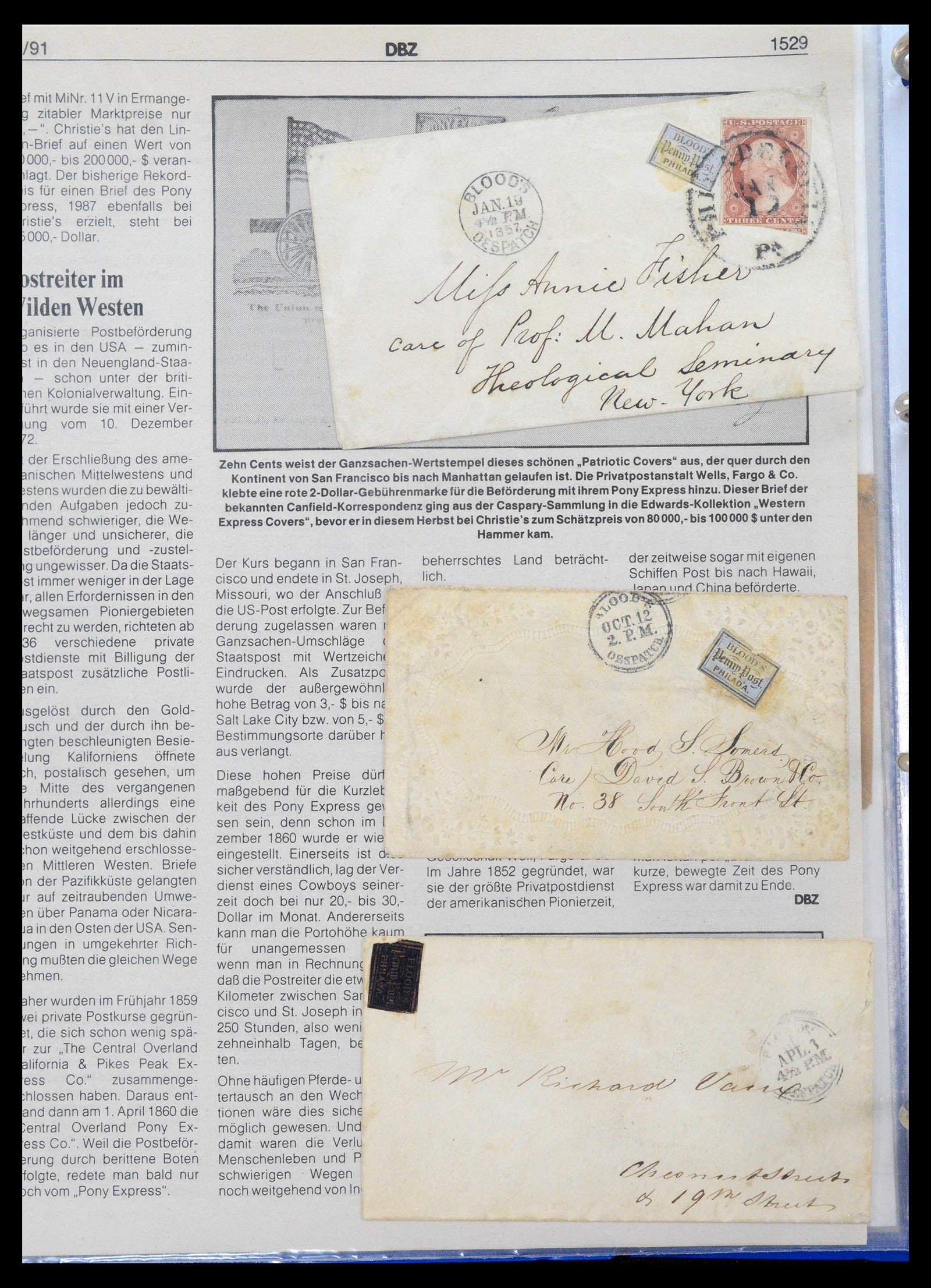39374 0006 - Stamp collection 39374 USA locals 1850-1880.