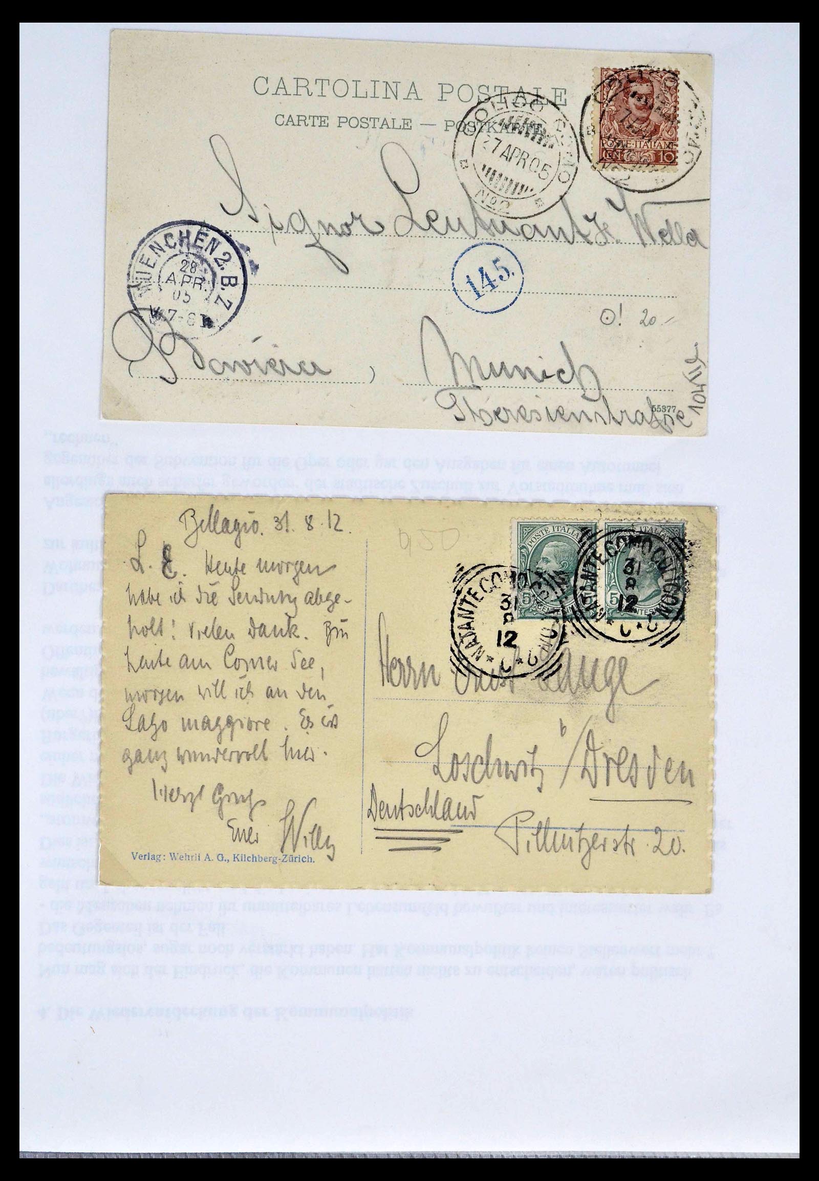 39393 0009 - Postzegelverzameling 39393 Italië brieven 1861-1930.