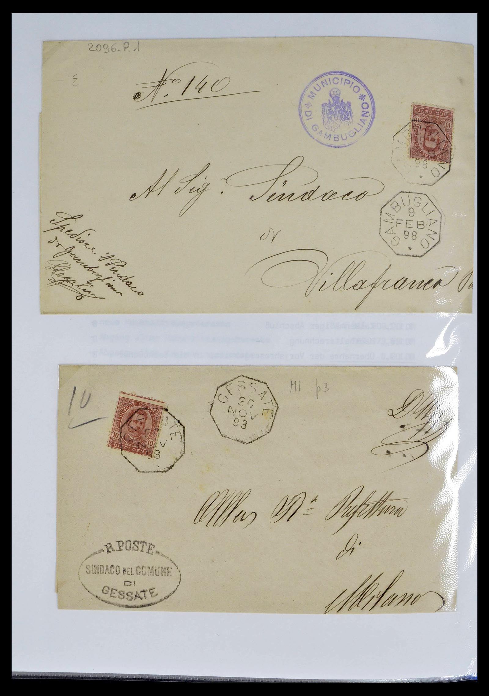 39393 0046 - Postzegelverzameling 39393 Italië brieven 1861-1930.