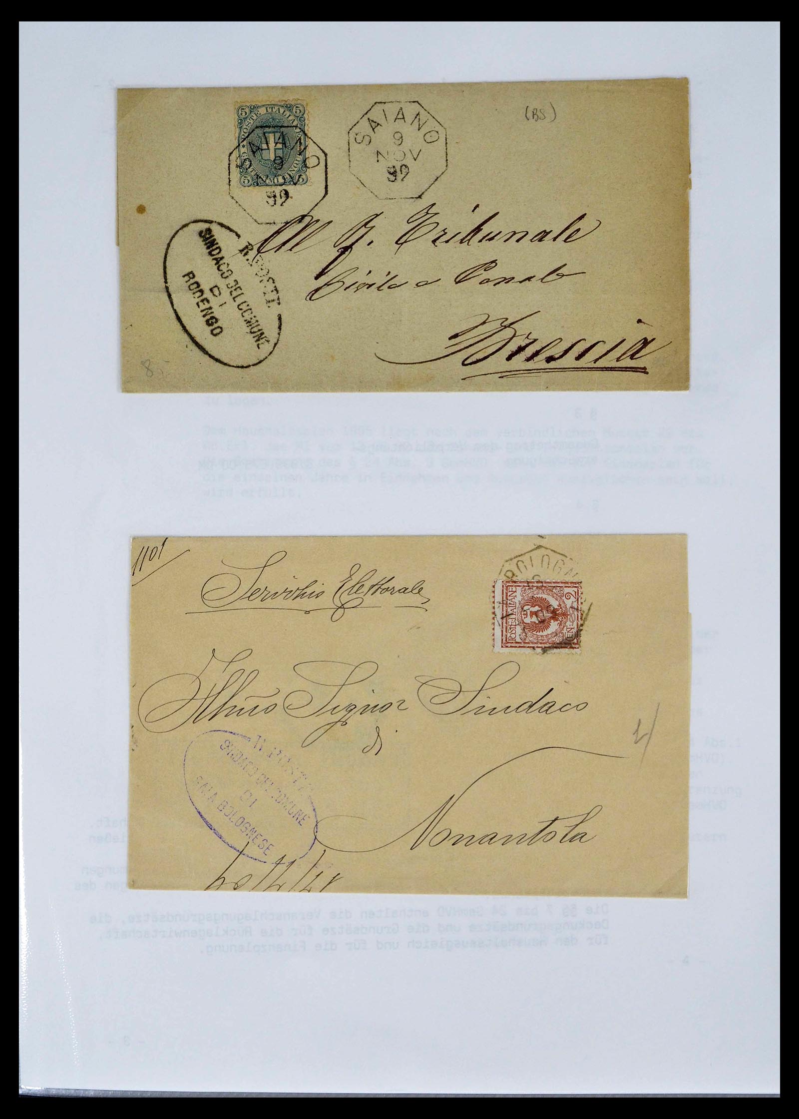 39393 0049 - Postzegelverzameling 39393 Italië brieven 1861-1930.
