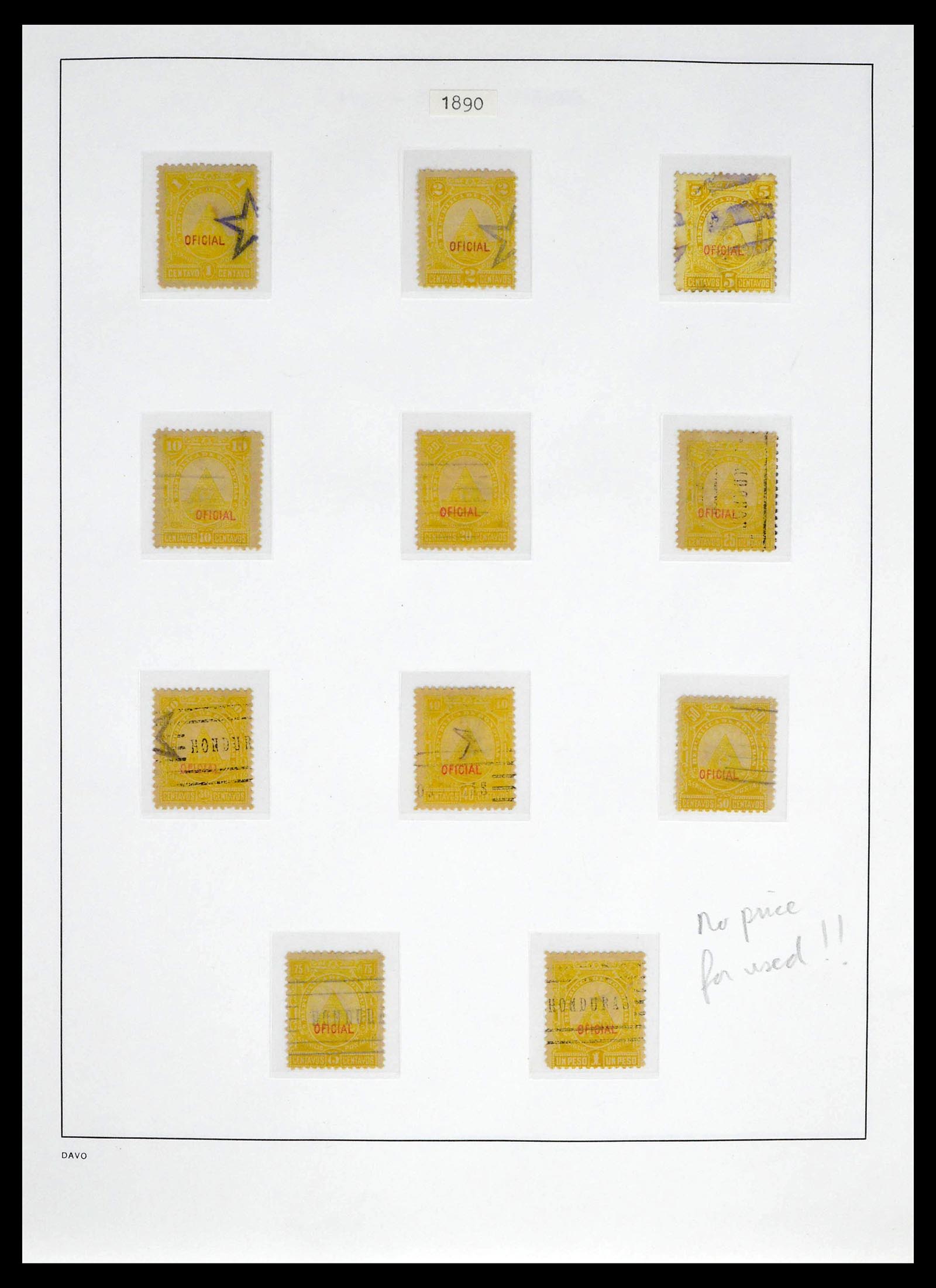 39404 0002 - Postzegelverzameling 39404 Honduras dienstzegels 1890-1974.