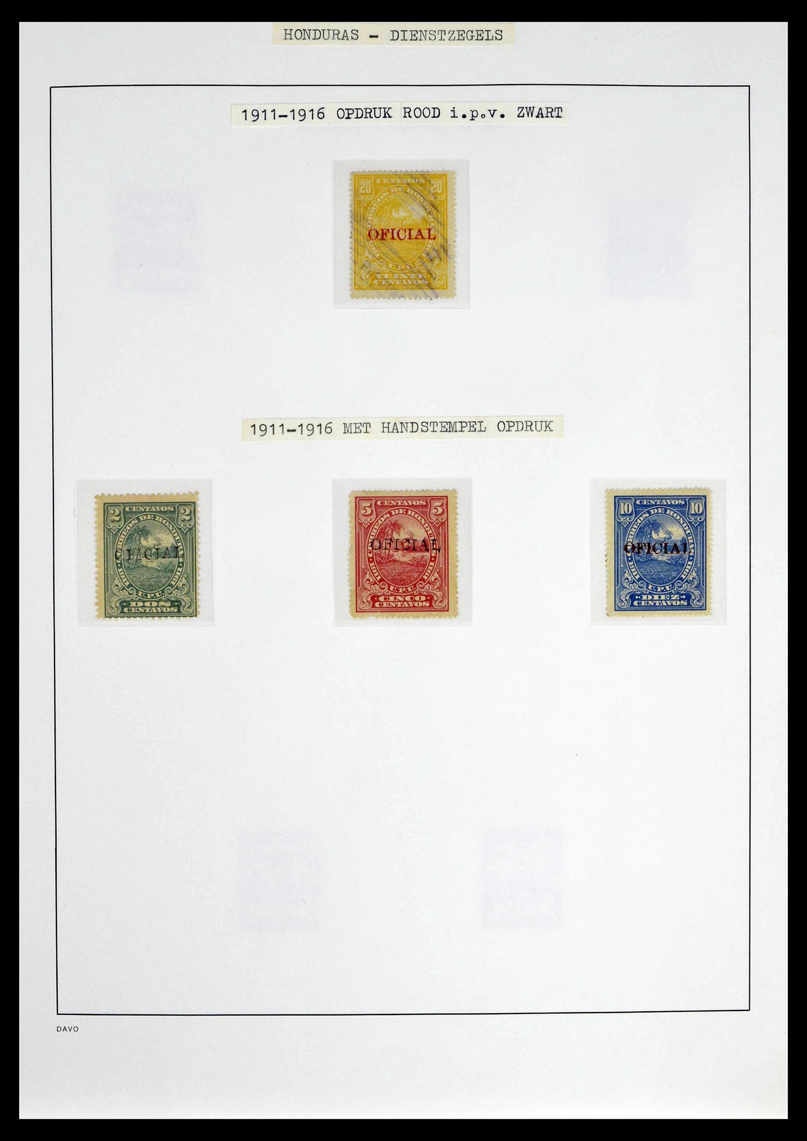 39404 0009 - Postzegelverzameling 39404 Honduras dienstzegels 1890-1974.