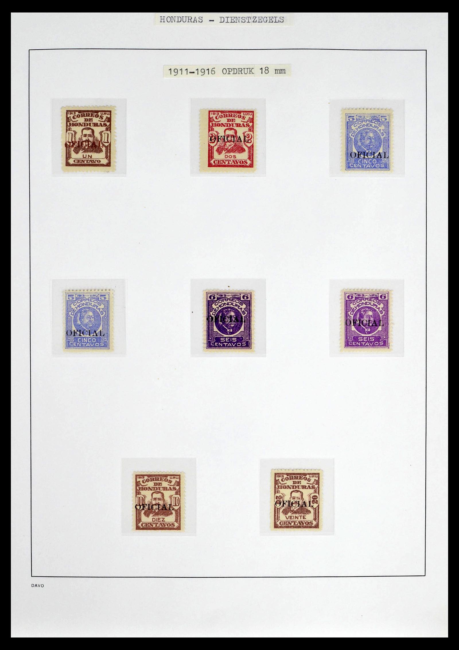 39404 0010 - Postzegelverzameling 39404 Honduras dienstzegels 1890-1974.