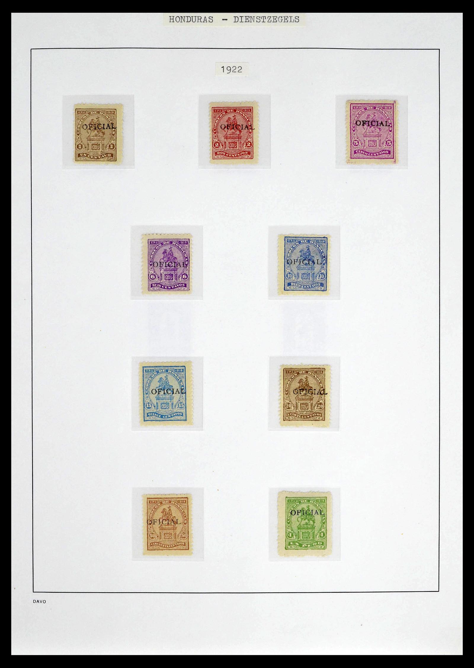 39404 0017 - Postzegelverzameling 39404 Honduras dienstzegels 1890-1974.