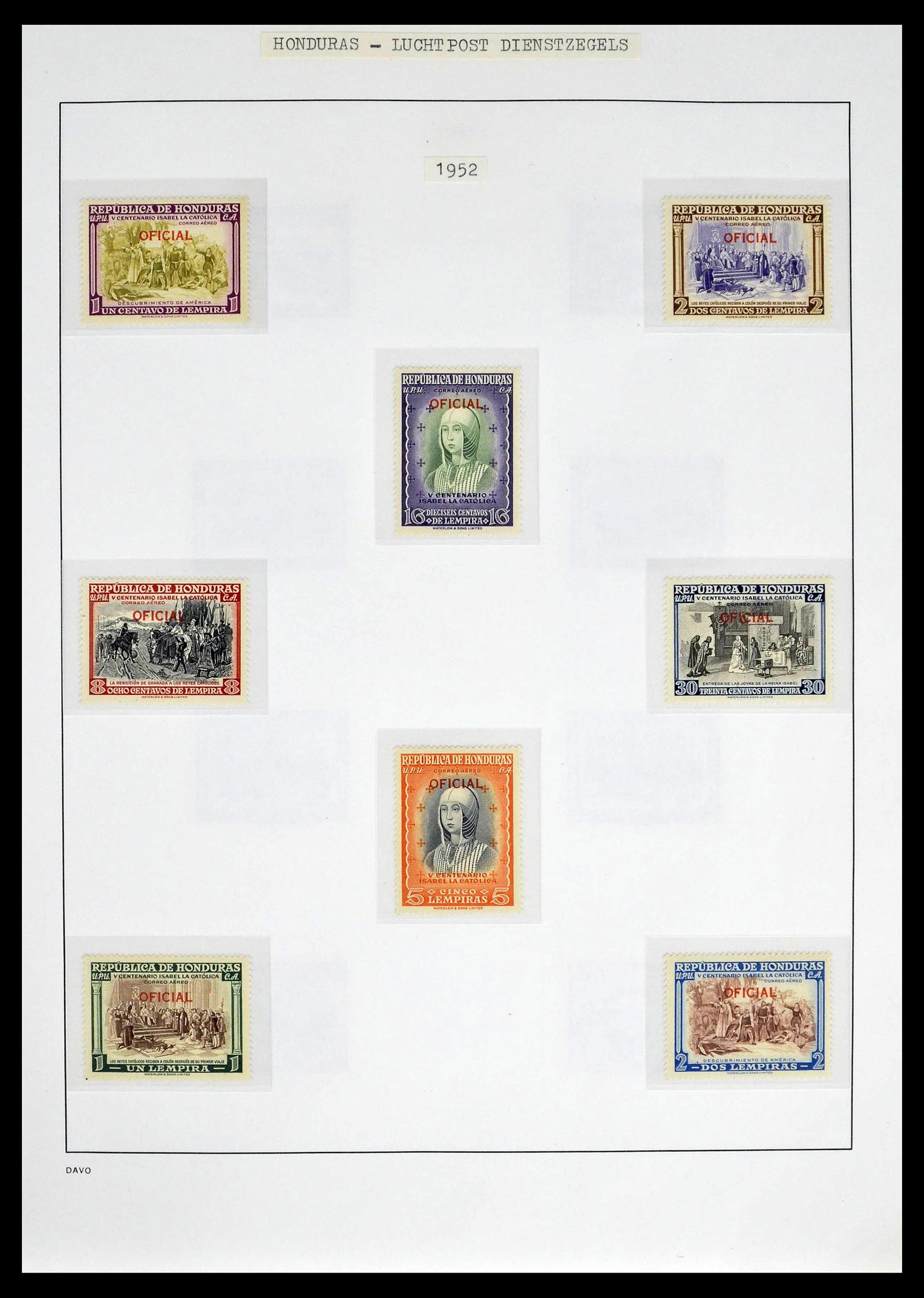 39404 0027 - Postzegelverzameling 39404 Honduras dienstzegels 1890-1974.
