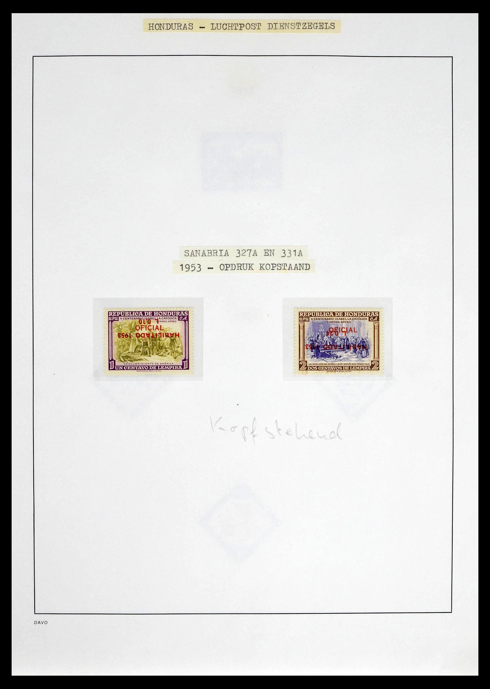 39404 0030 - Postzegelverzameling 39404 Honduras dienstzegels 1890-1974.