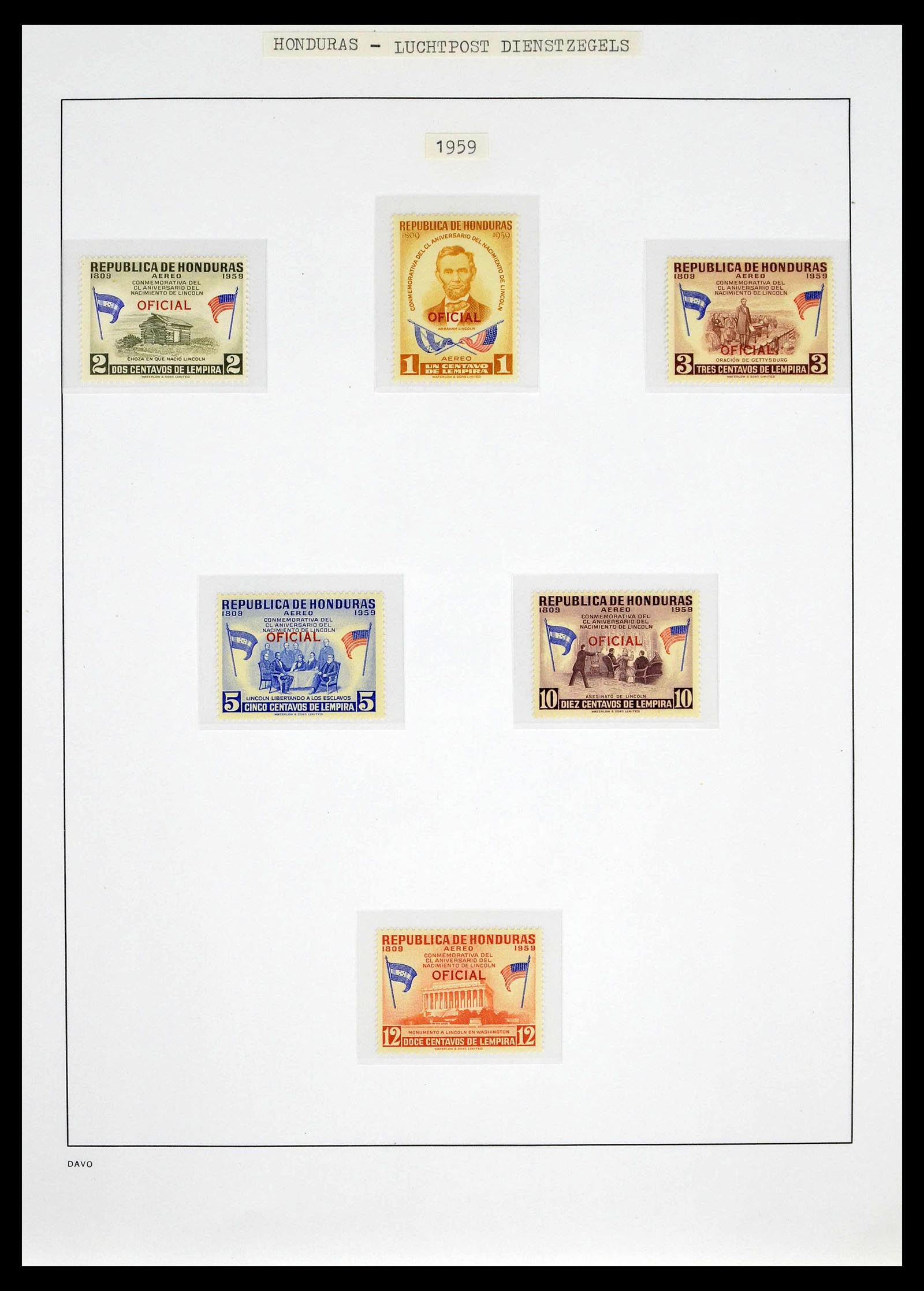 39404 0037 - Postzegelverzameling 39404 Honduras dienstzegels 1890-1974.