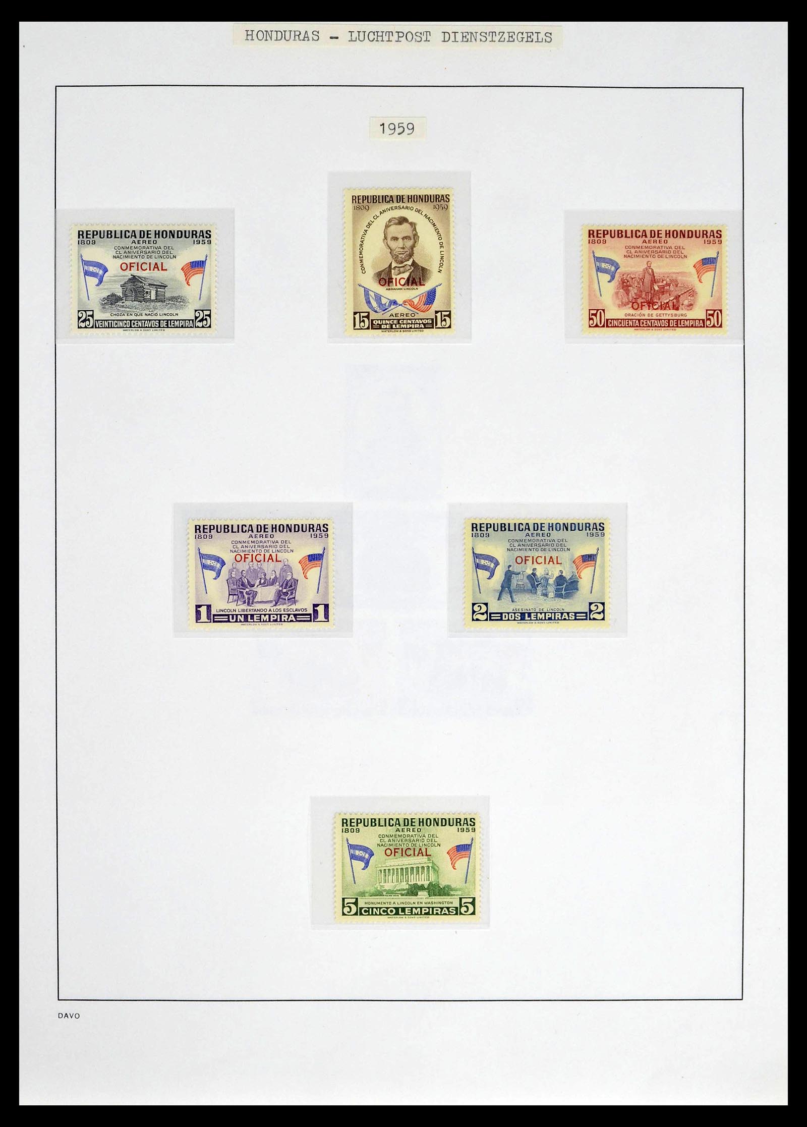 39404 0038 - Postzegelverzameling 39404 Honduras dienstzegels 1890-1974.
