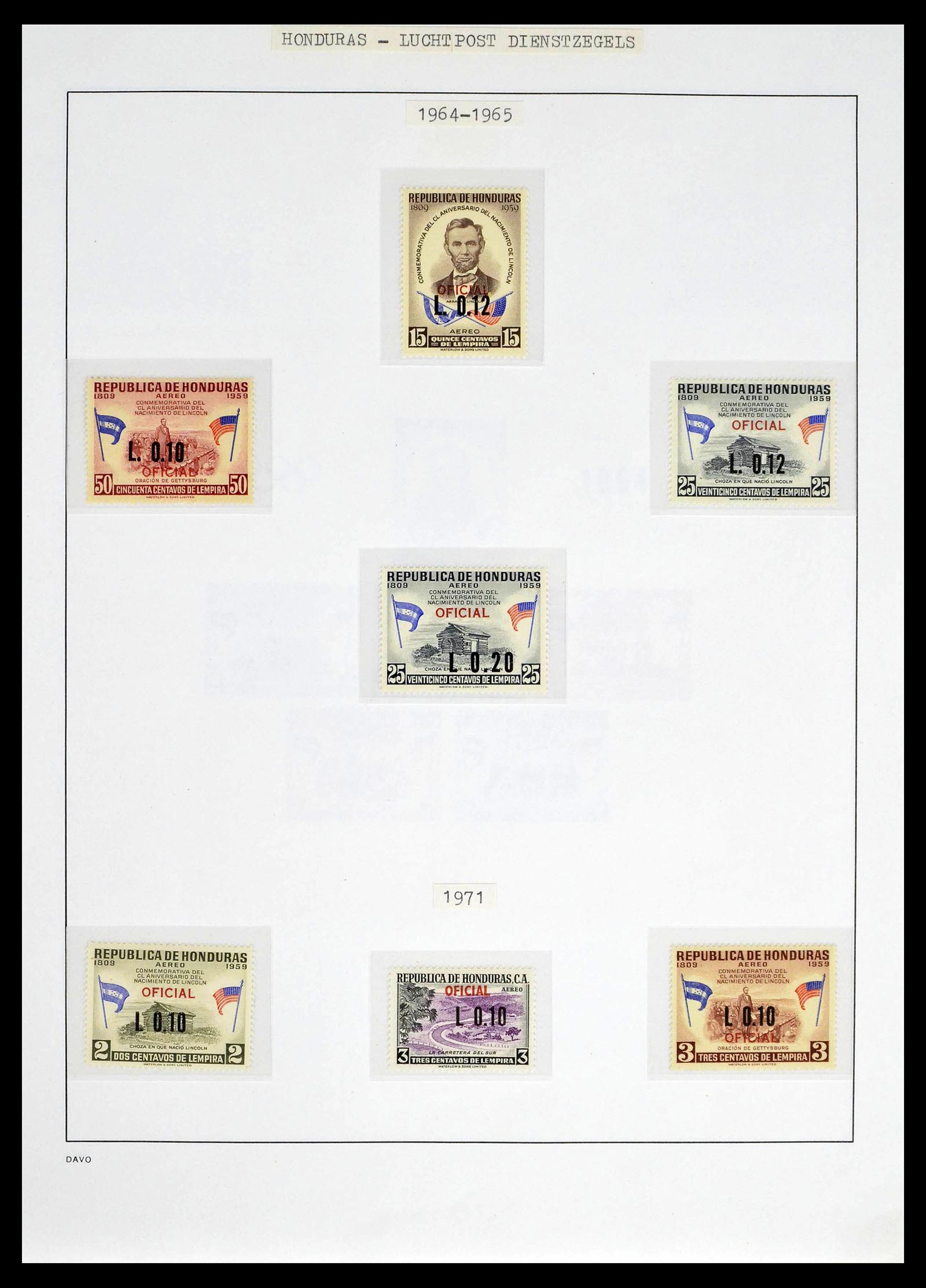 39404 0040 - Postzegelverzameling 39404 Honduras dienstzegels 1890-1974.
