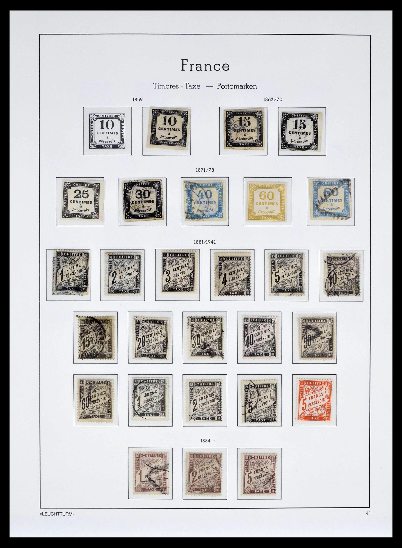 39408 0002 - Postzegelverzameling 39408 Frankrijk port 1859-1946.