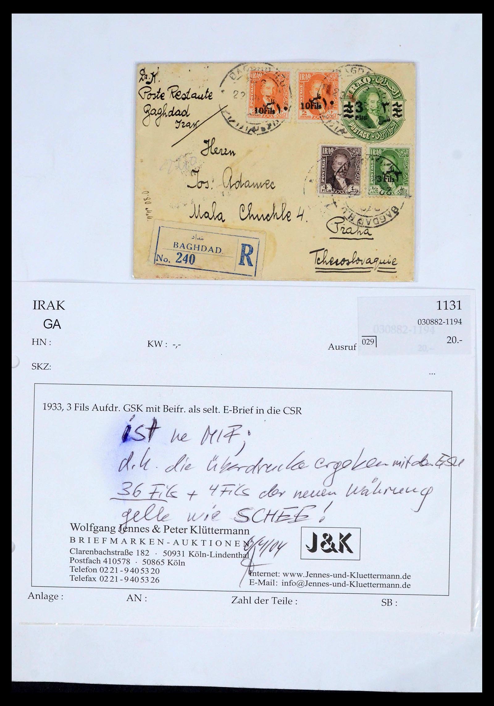39418 0013 - Postzegelverzameling 39418 Irak brieven 1921-2001.