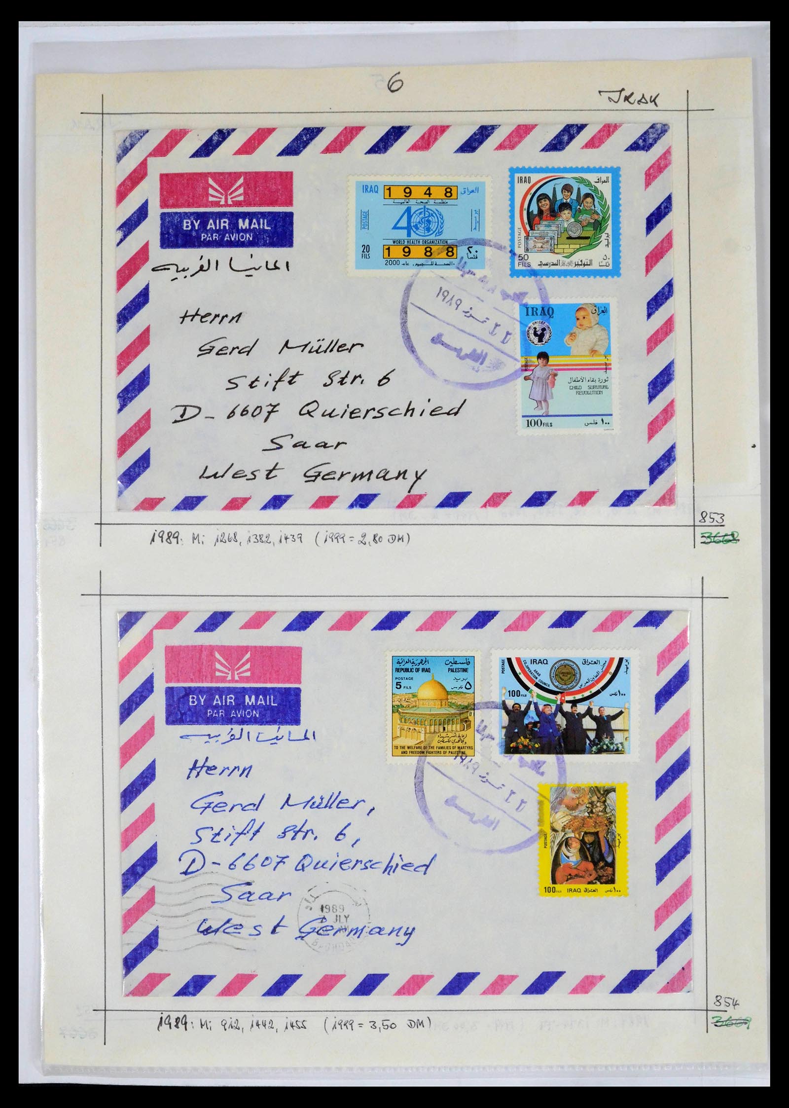 39418 0047 - Postzegelverzameling 39418 Irak brieven 1921-2001.