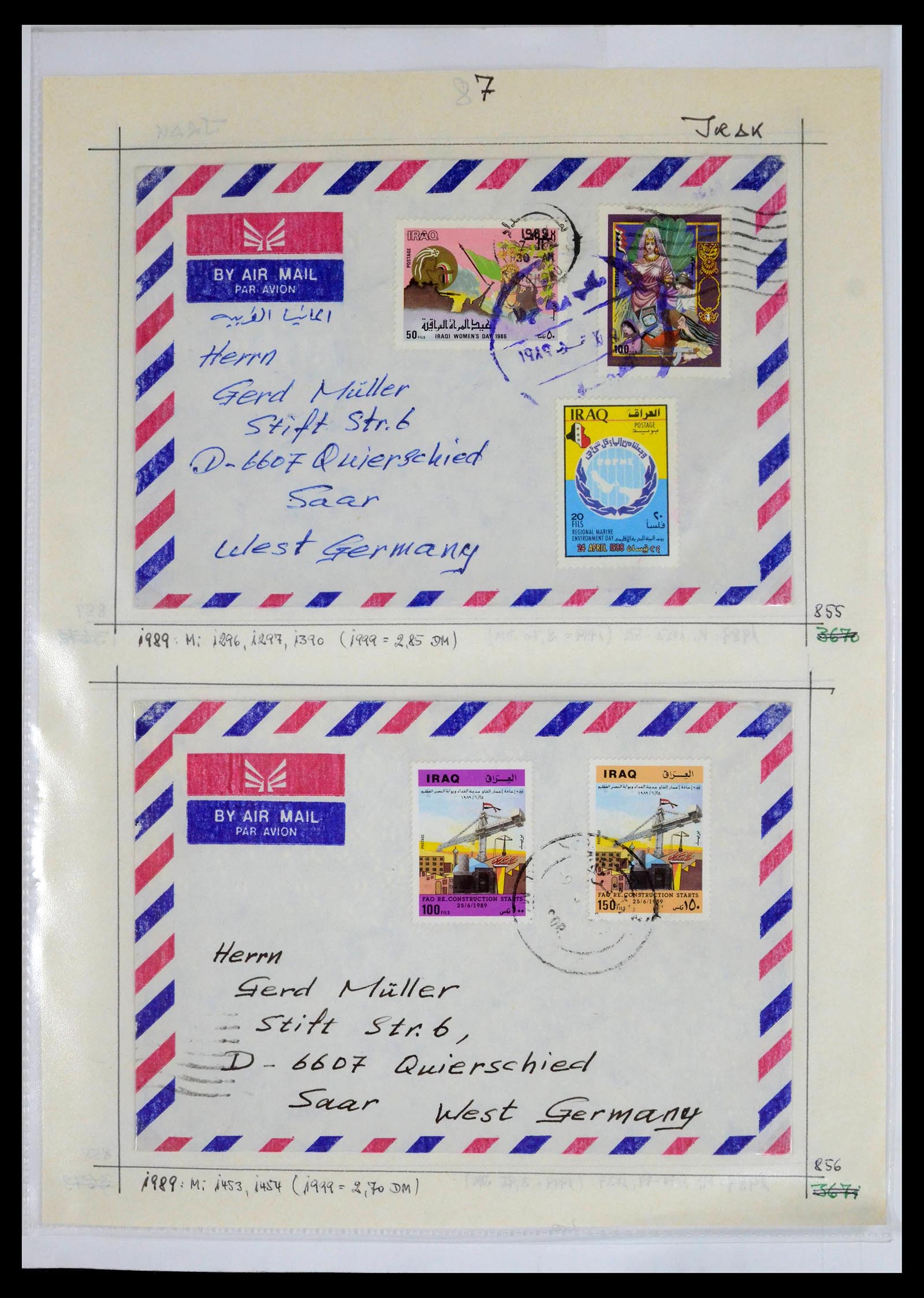39418 0048 - Postzegelverzameling 39418 Irak brieven 1921-2001.